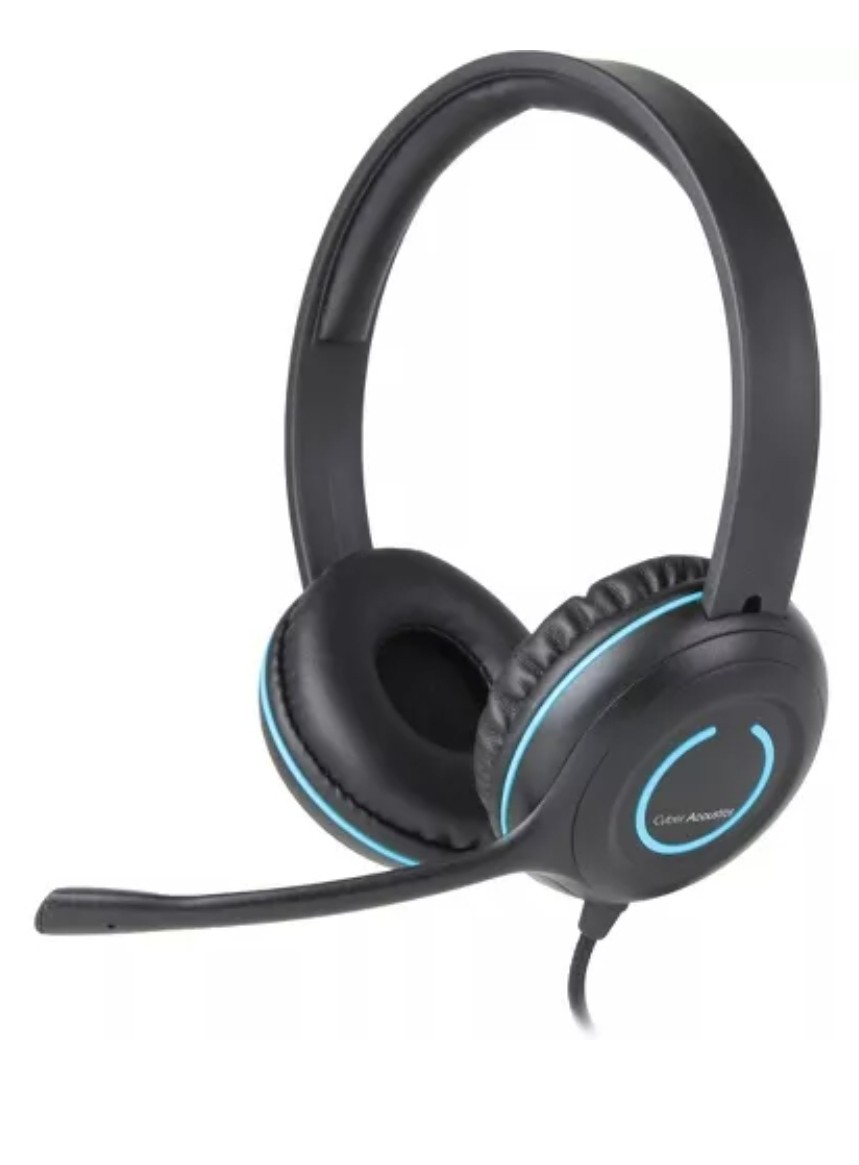 Cyber Acoustics AC-5008 USB Stereo Headset Boom Mic In-Line Control *NEW*