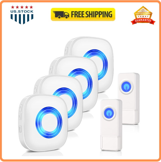 Wireless Doorbell, Waterproof Door Bell Chime Kit Operating at 1300-Ft Range 58
