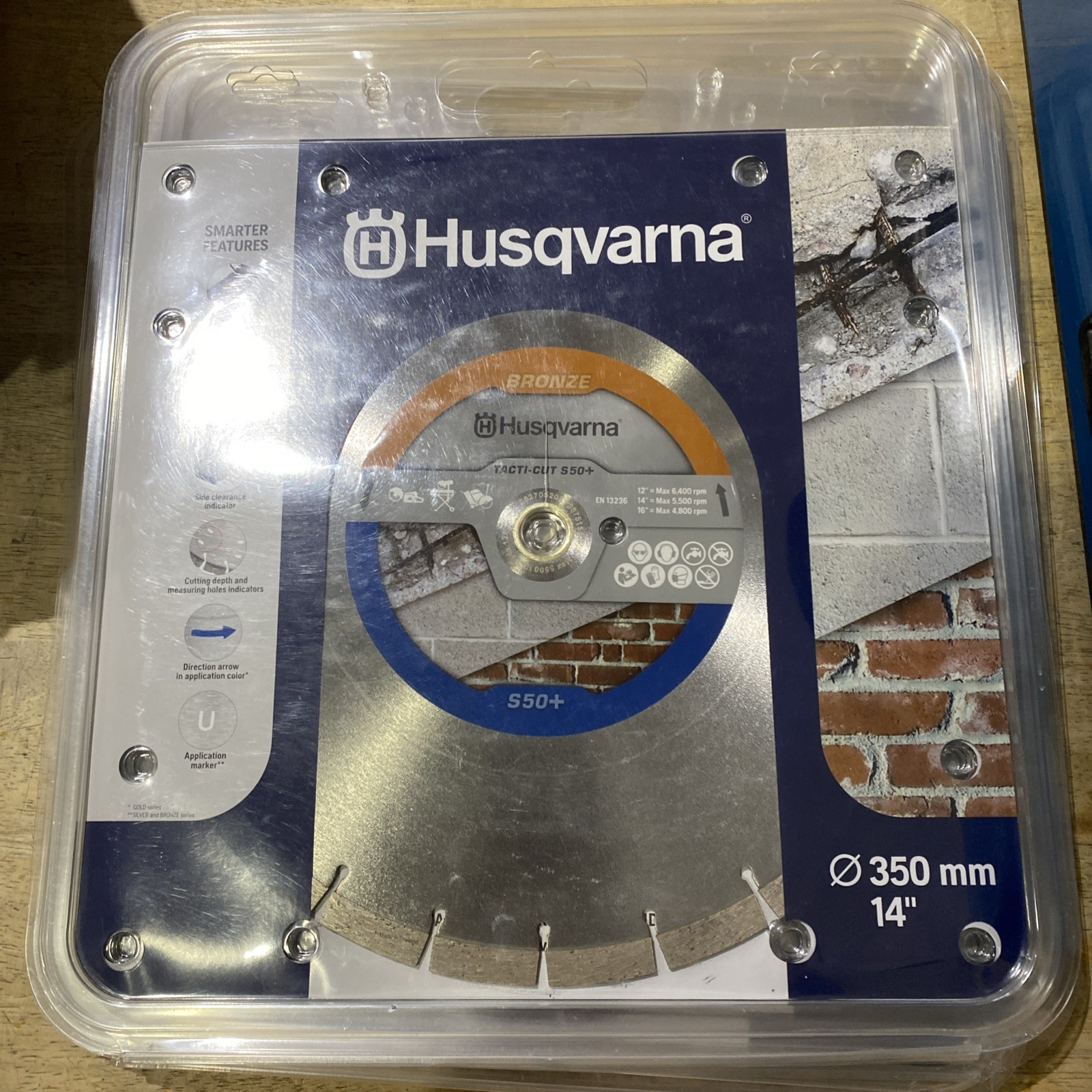 6 Pack of Husqvarna Tacti-Cut S50 Concrete Diamond Blades-14" w/Universal Arbor