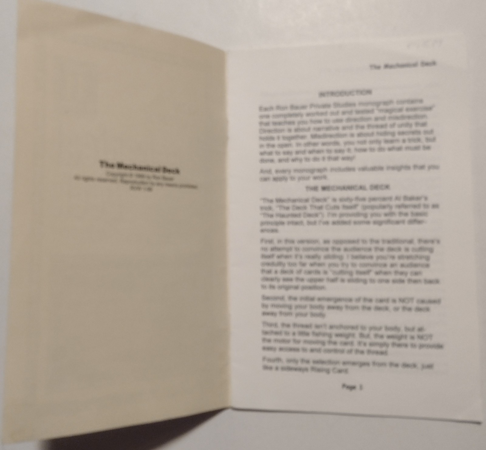 Ron Bauer's Mechanical Deck Private Studies #11 Scarce Preview Issue