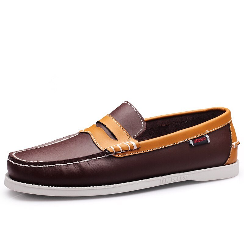Genuine Leather Mens Comfortable Casual Boat Shoes Fashion Loafers Driving Shoes