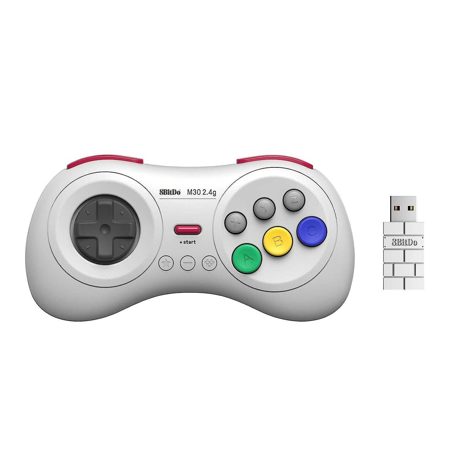 8Bitdo M30 Wireless Controller for Sega Genesis Mini, Nintendo Switch - White