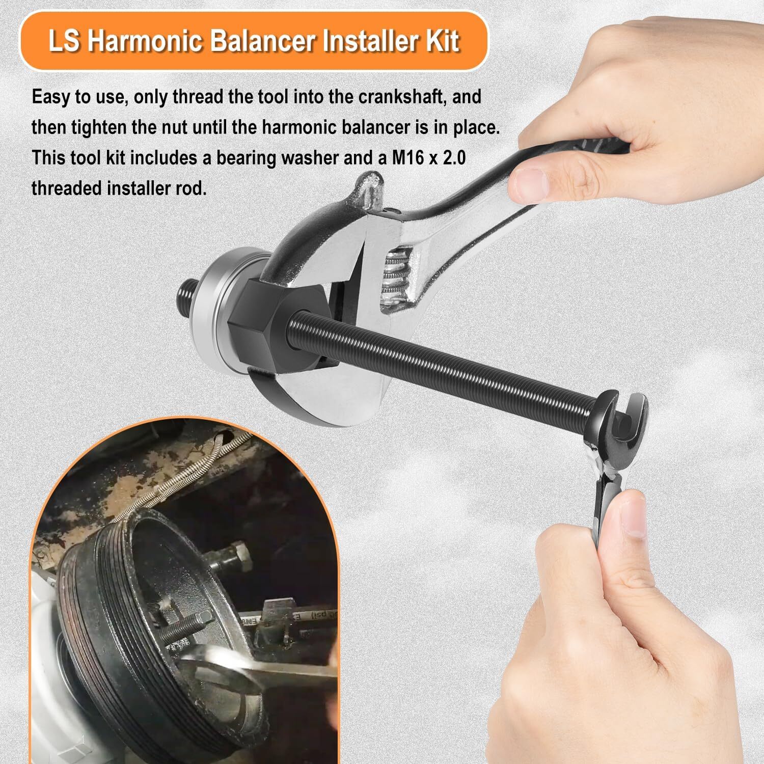 For GM LS LT Series 1997+,GM V8,Gen 3,4 Harmonic Balancer Puller Installer Tool