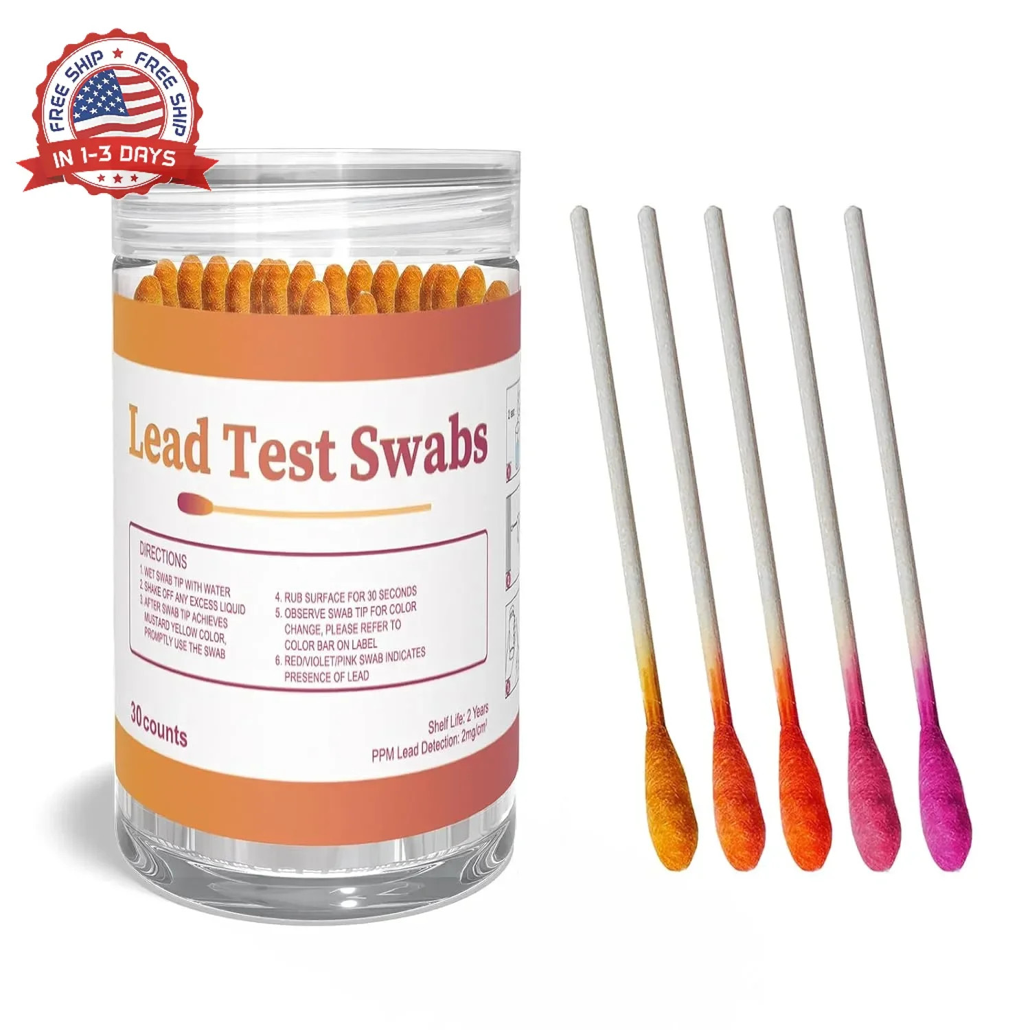 AssuTest Lead Test Kit: 30 High-Sensitivity Lead Test Swabs for Dishes Paint Cer