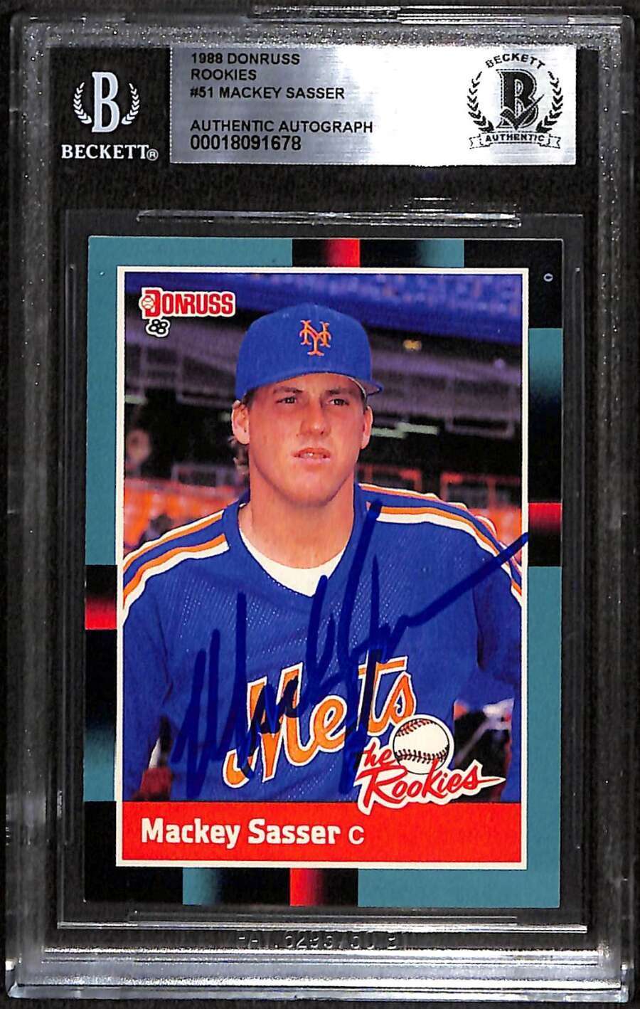 1988 Donruss 51 Mackey Sasser RC BGS Auto Autographed BAS Authentic C101266