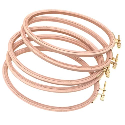 BWRMHME 8 X 5 Inch Beechwood Oval Embroidery Hoops Tightness Adjustable Woode...
