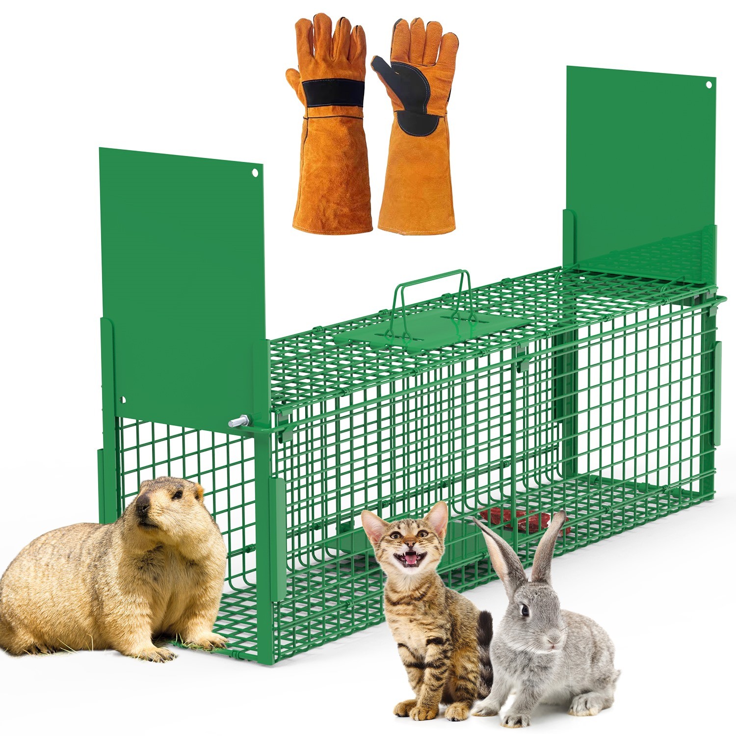 26/40" Heavy Duty Folding Humane Cat Trap Cage Live Animal Raccoons Rodent Cage
