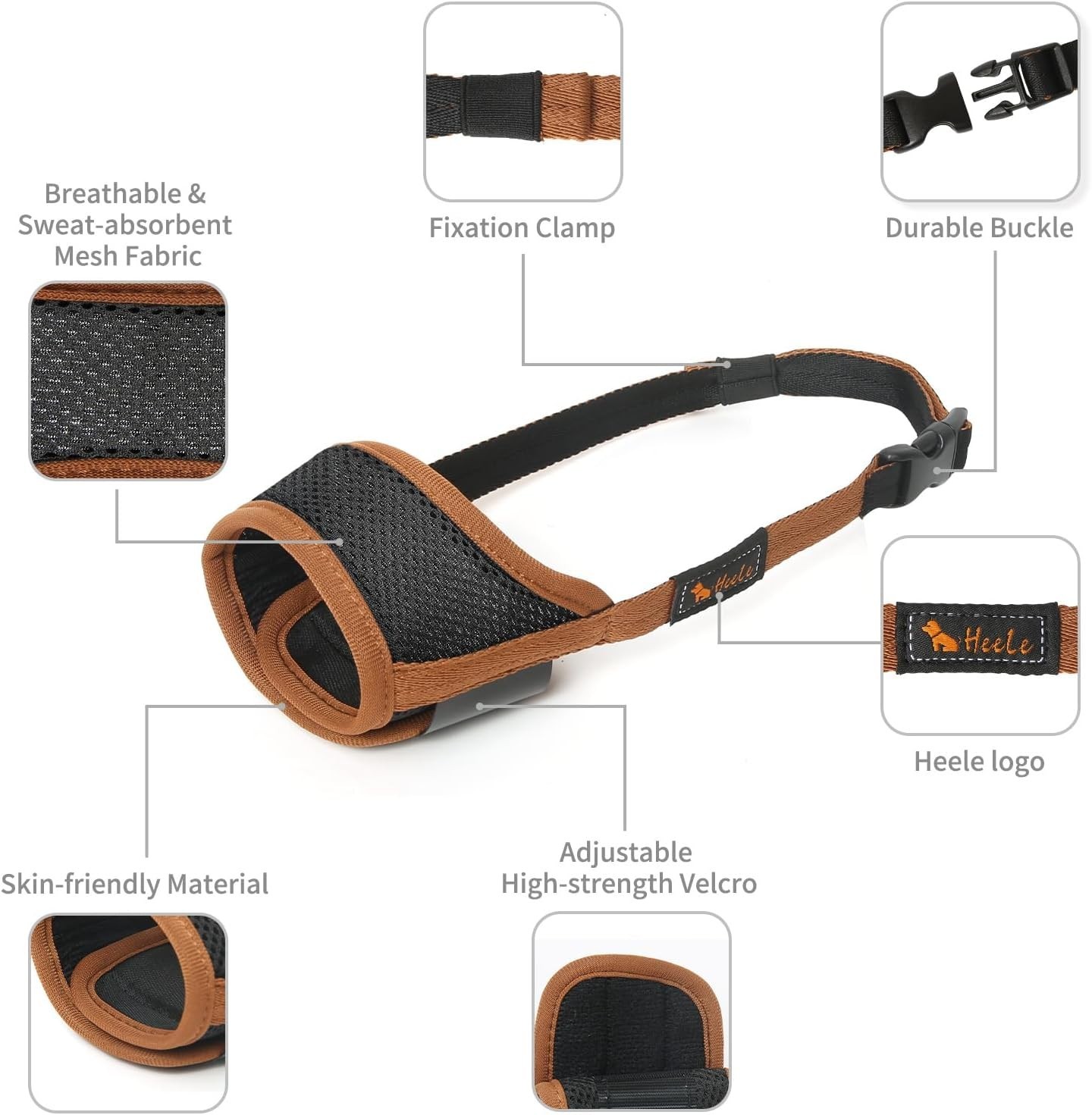 Dog Muzzle Nylon Breathable Adjustable Small Medium Large Anti Biting Barking