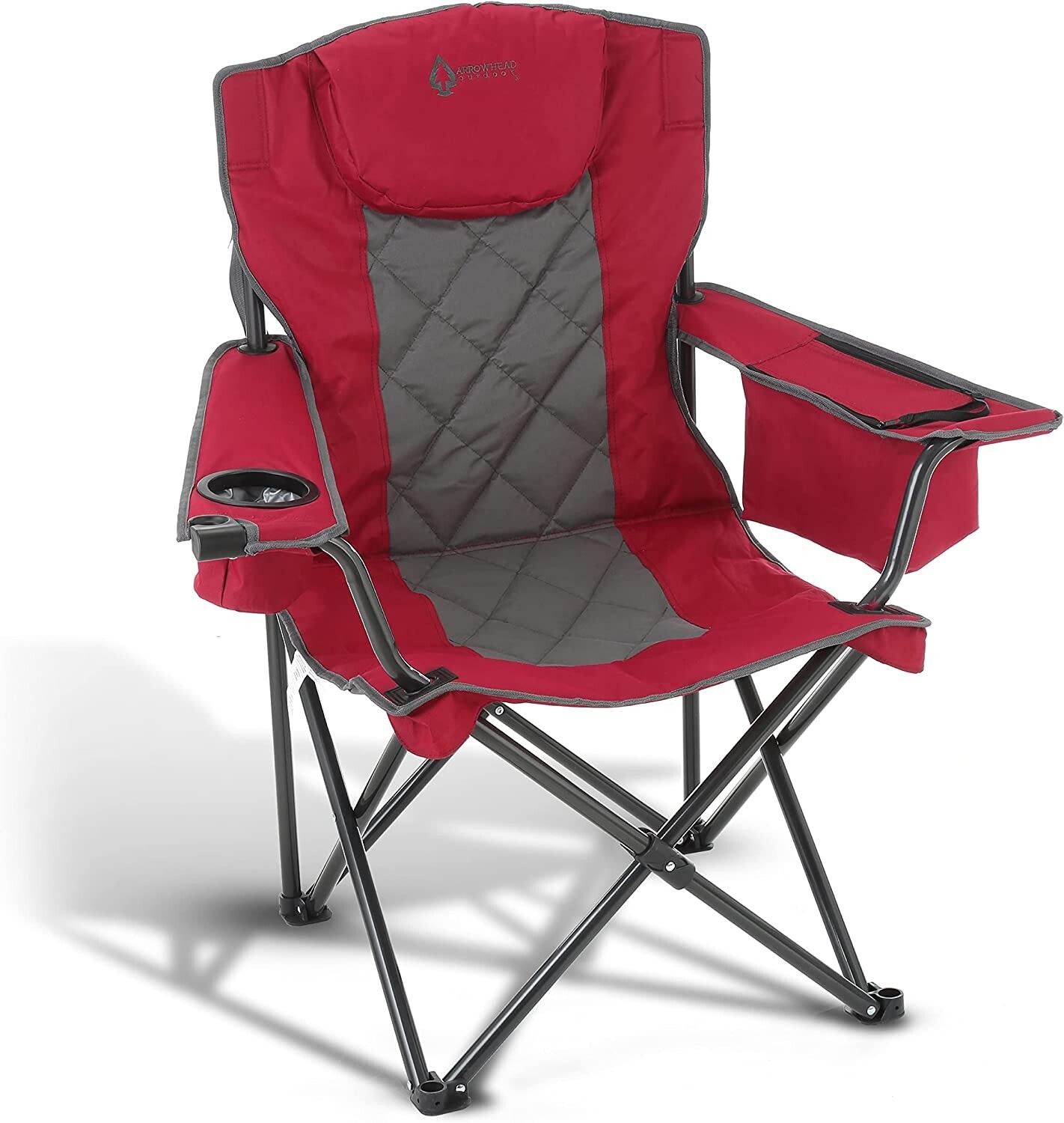 ARROWHEAD OUTDOOR Portable Folding Camping Quad Chair, Headrest, Supports 450lbs