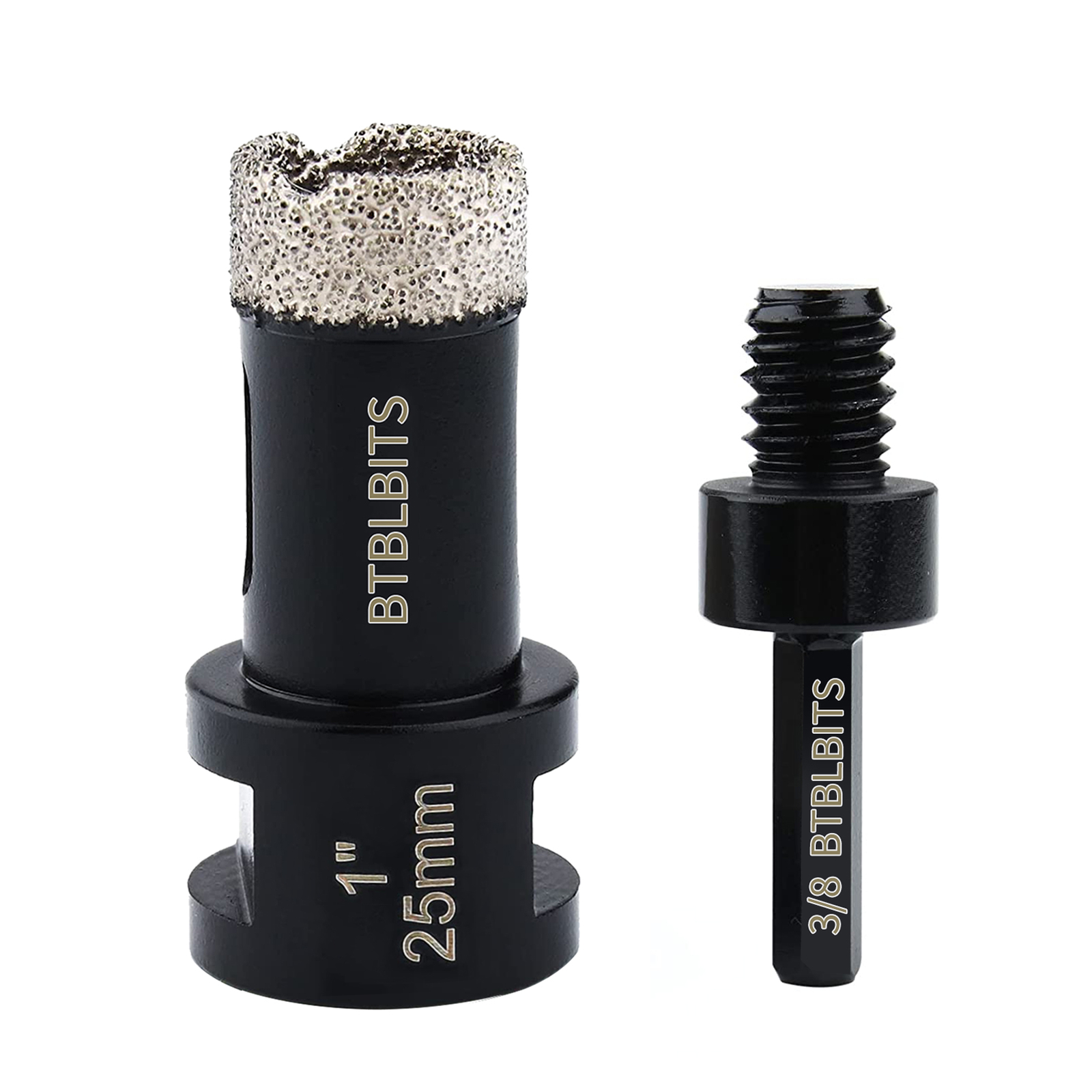 1" 25mm Dry Diamond Core Drill Bit Hole Saw Set Ceramic Tile Quartz Hex Adapter
