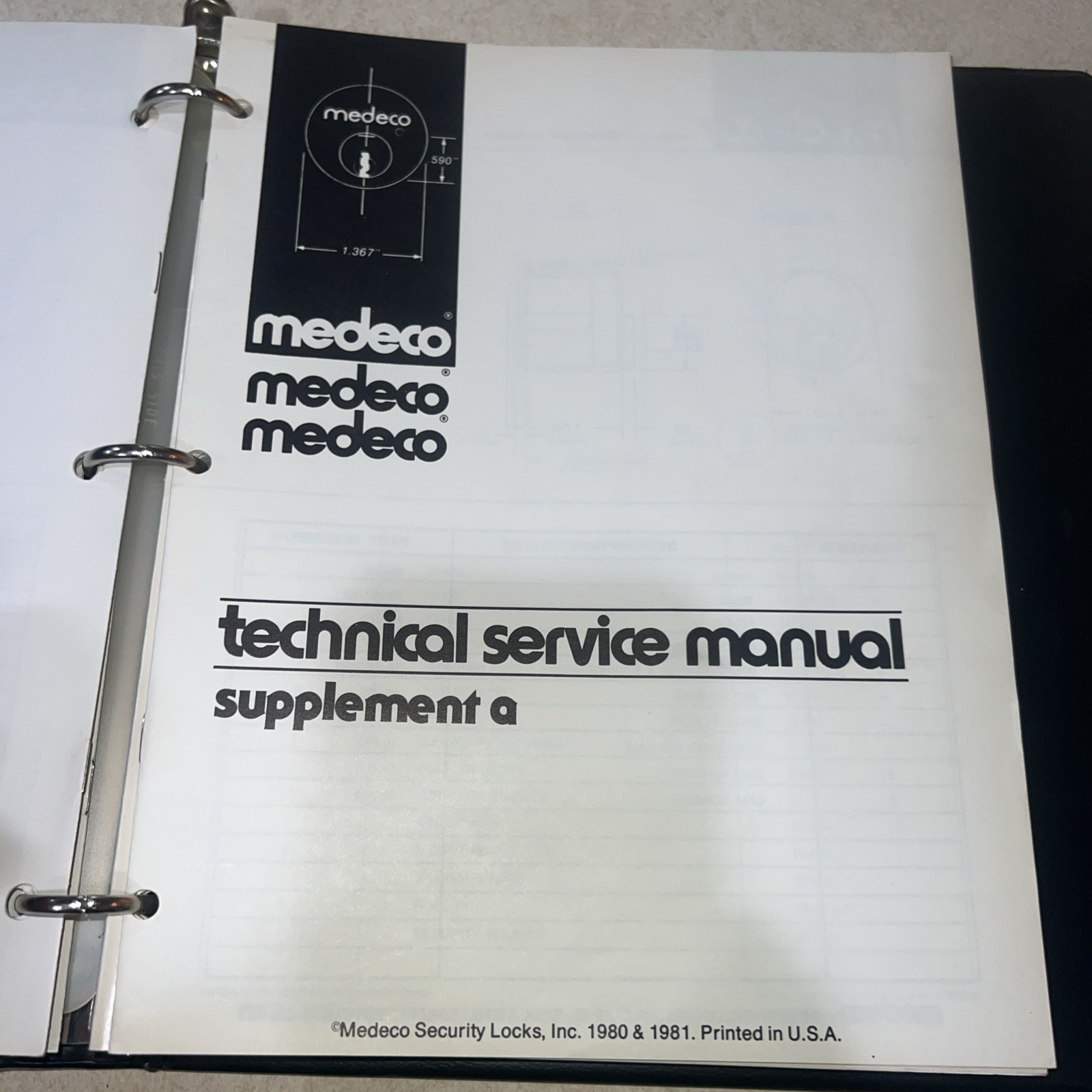 Vintage Medeco Technical Service Manual