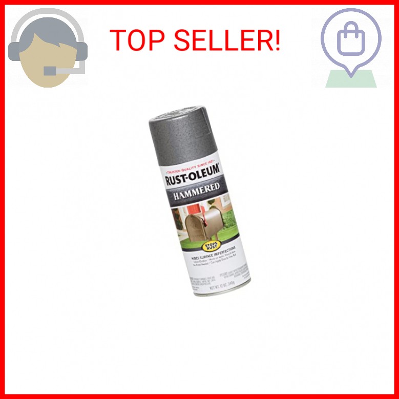 Rust-Oleum 7214830 Stops Rust Hammered Spray Paint, 12 oz, Gray