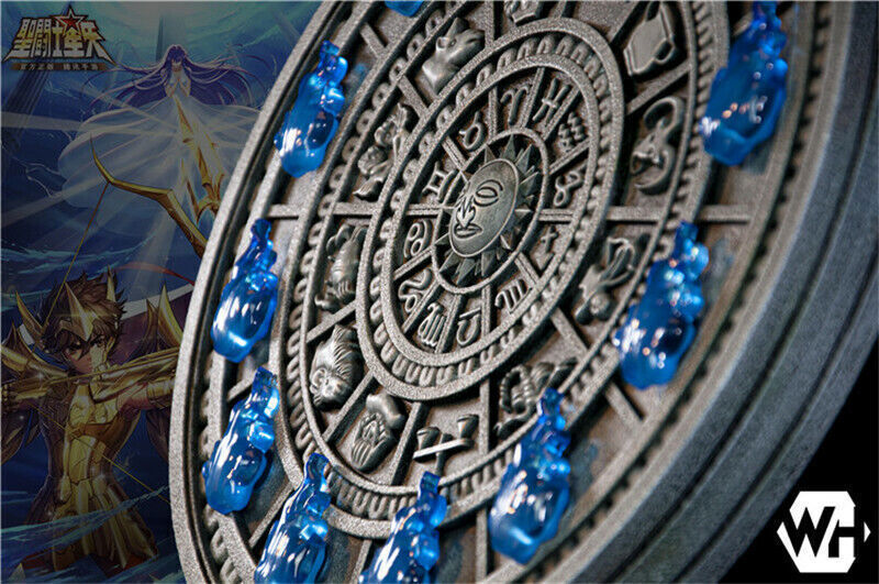 Saint Seiya Fire Clock Statue Resin WH Studio Model Lights Wall Hanging 30cm