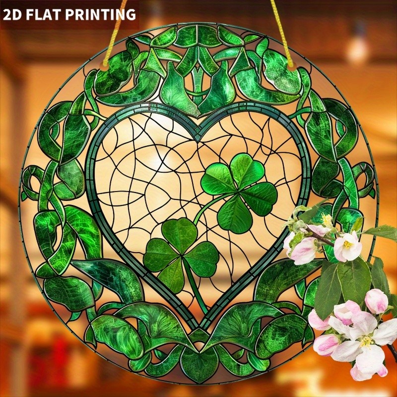 Celtic Knot Heart Shamrock Acrylic Suncatcher St. Patrick's Day Irish Ornament