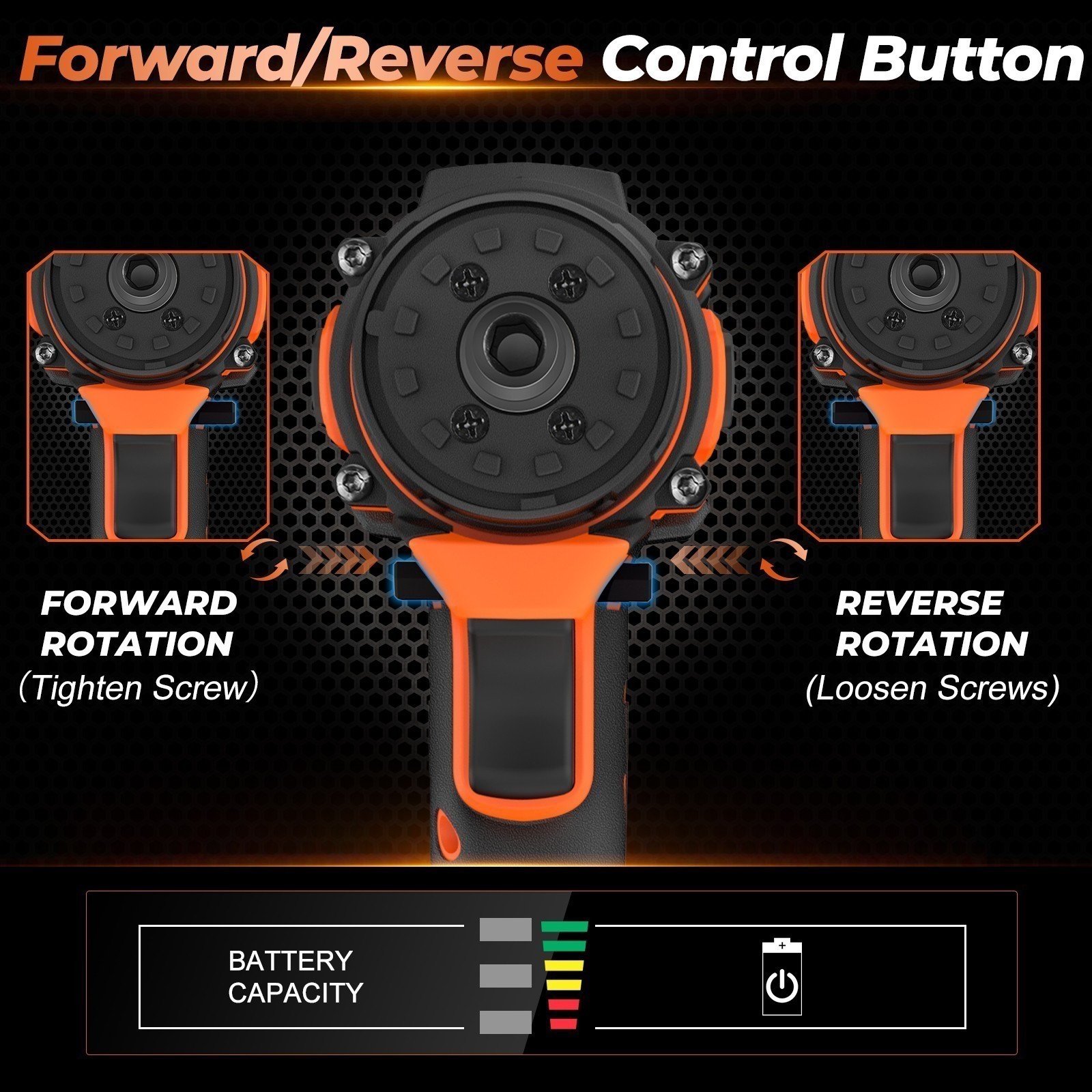 Impact Driver 1/2 Electric Screwdriver Cordless Variable Control Kit