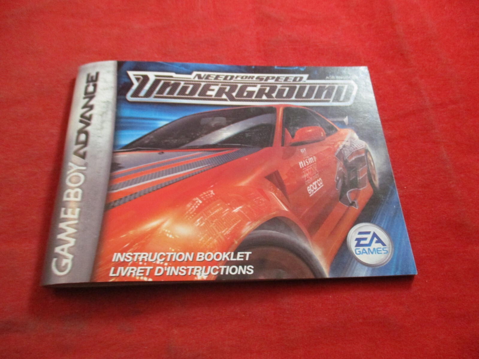 Need for Speed Underground Game Boy Advance Instruction Manual Booklet ONLY