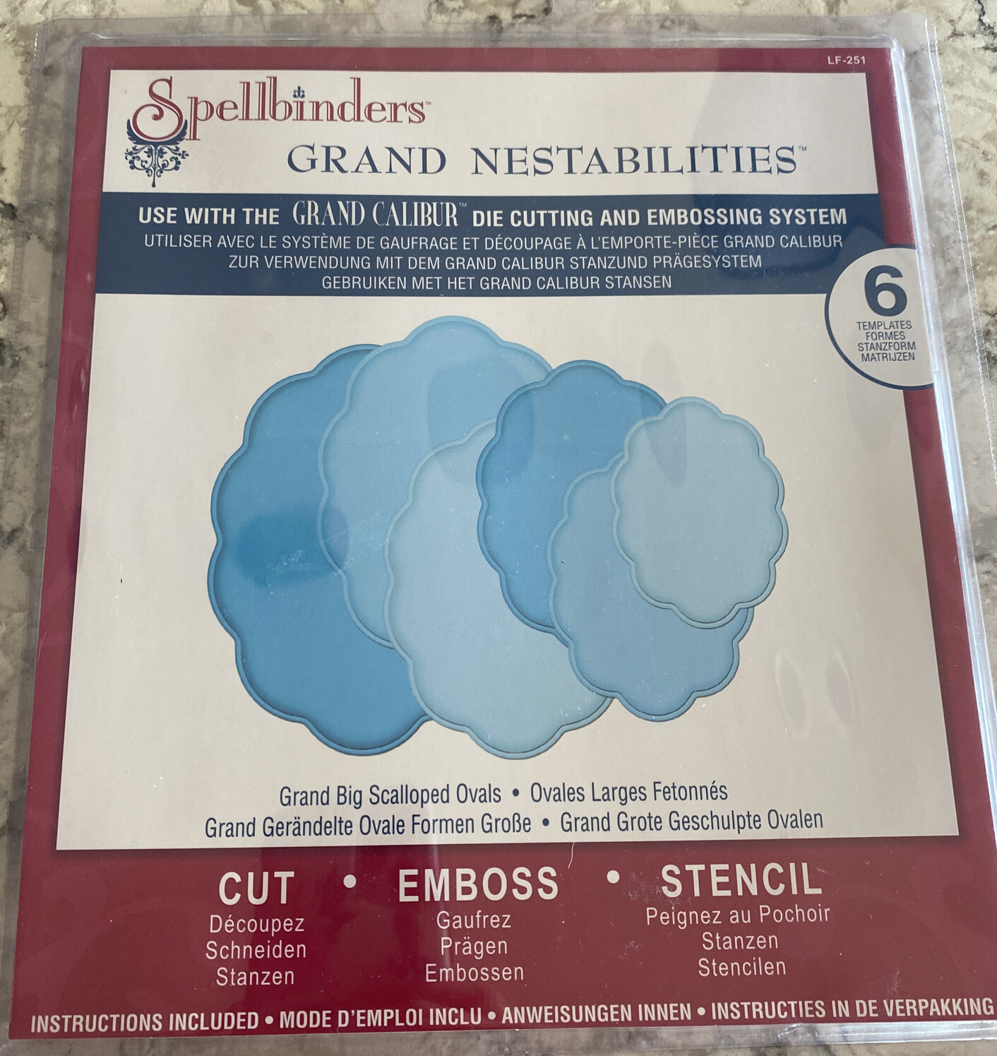 Brand New Rare Spellbinders Grand Nestabilities Dies-LF-251 Big Scalloped Ovals