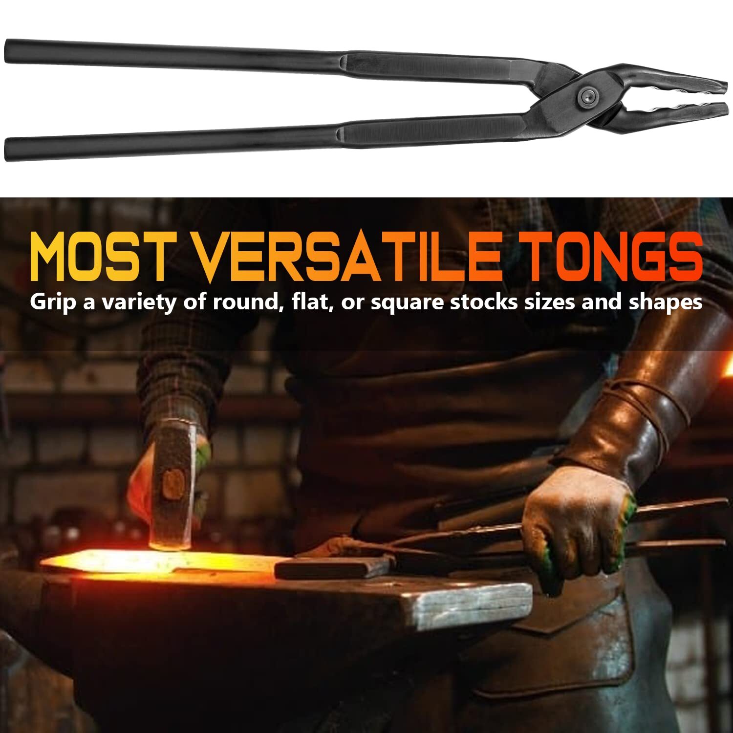 Blacksmith Tongs 15" Wolf Jaw Tongs For Knief Making Steel Tongs