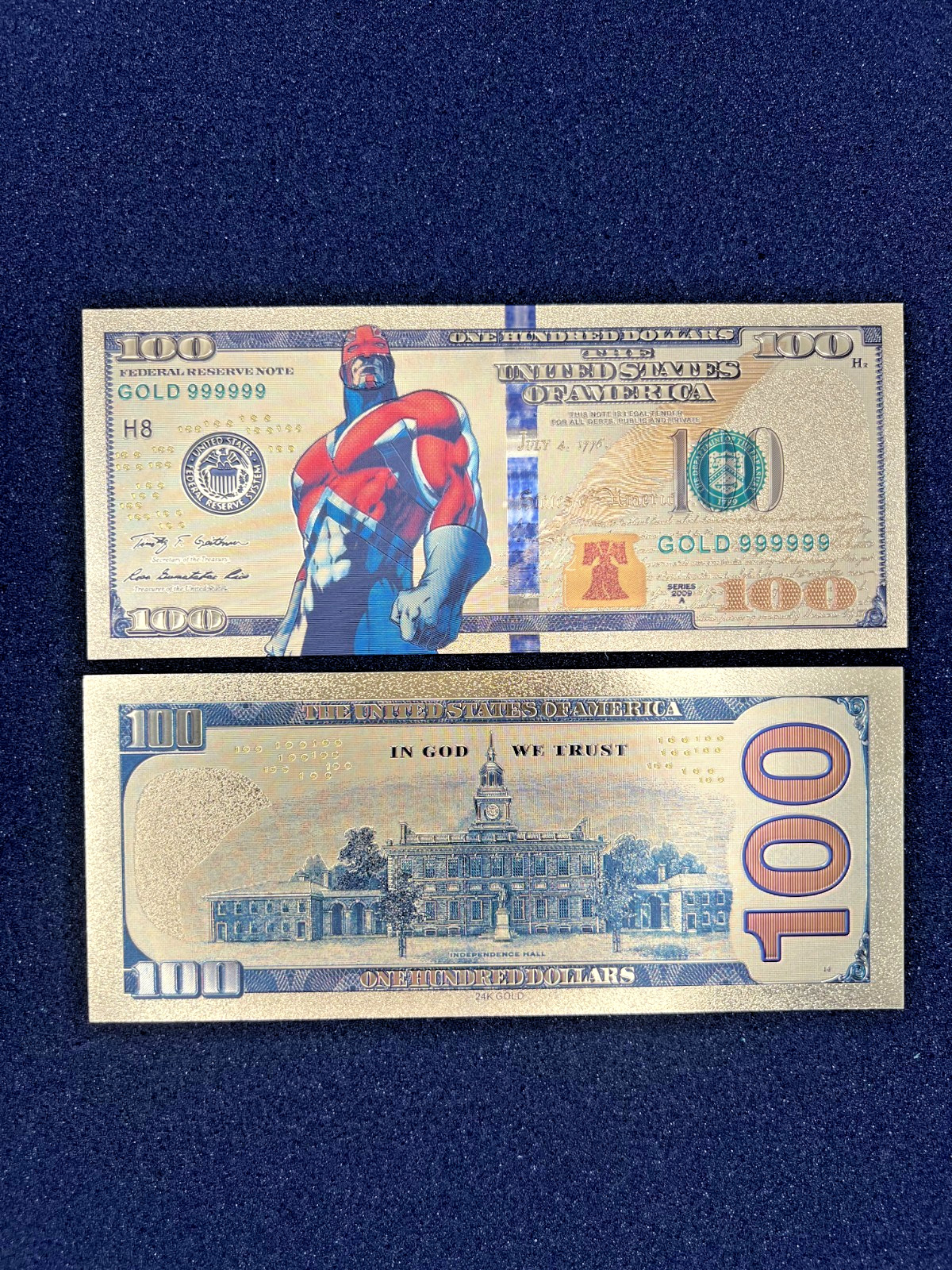 Captain Britain - 24k Gold Foil Banknote - Super Hero Tv Show/Movie Character