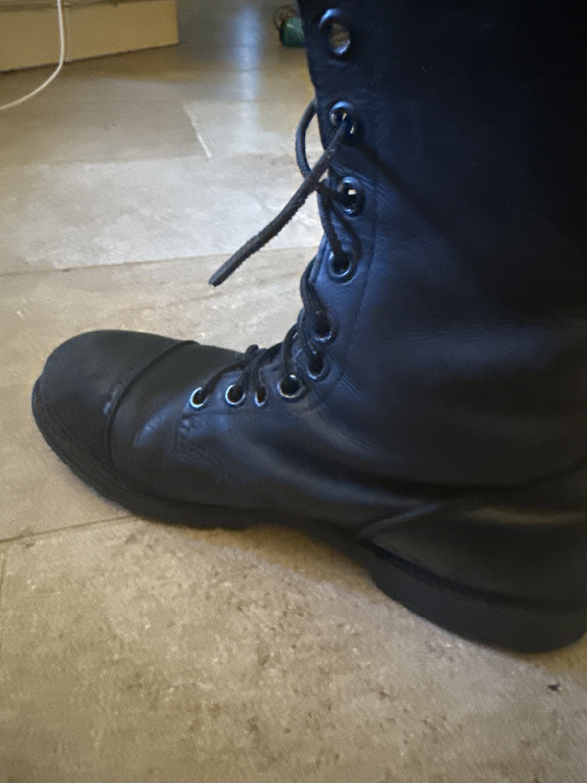 HH Brand Military Combat Black Leather Jump Boots Made in USA Size 11 1/2 Mens