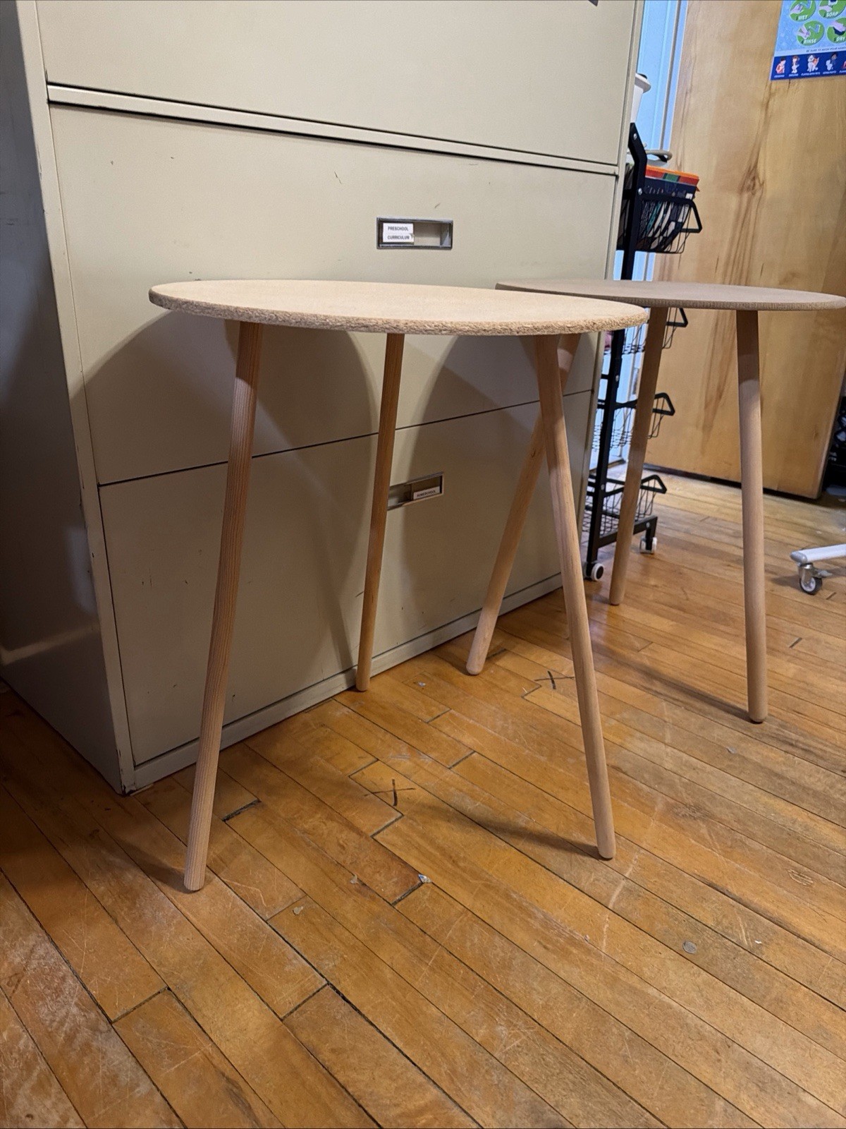 Mid-Century Modern Round Wooden Side Table