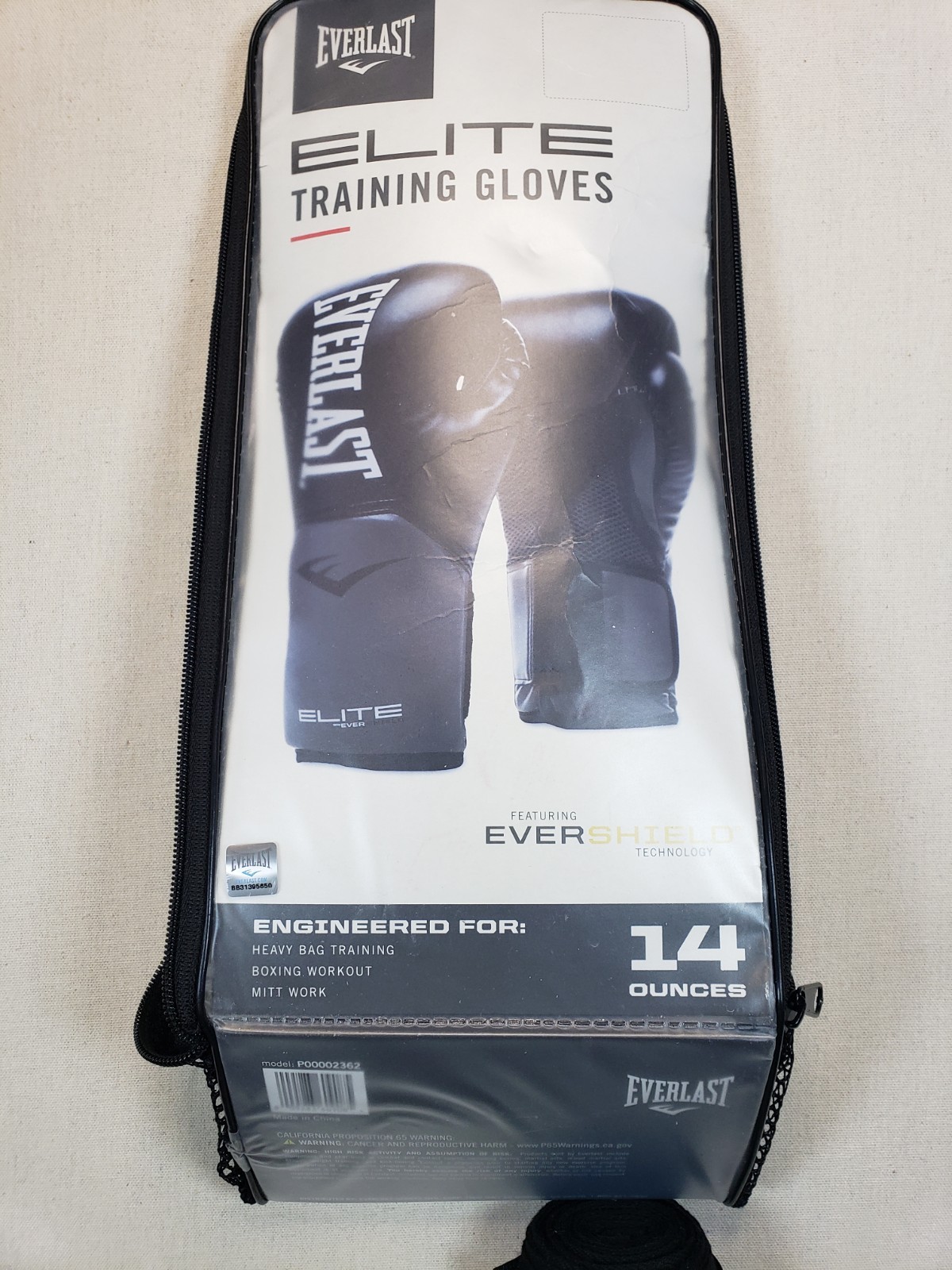 Everlast Elite V2 Training Gloves Black Wrist Wraps 14oz Boxing Evershield