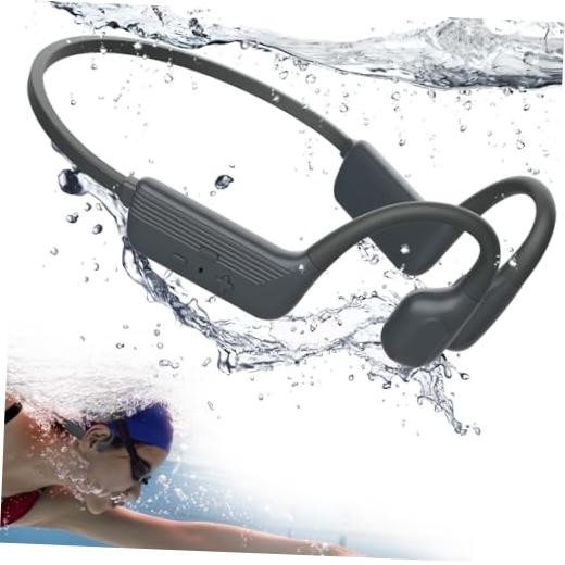 Swimming Headphones - IP68 Waterproof Open Ear Bluetooth 5.4 Earbuds Black
