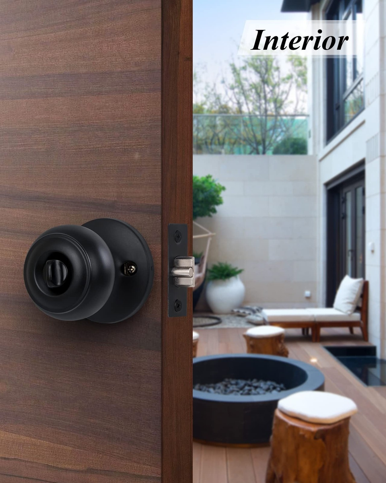 (2 Pack) Entry Door Knobs with Lock and Keyed Alike, Interior/Exterior Flat B...