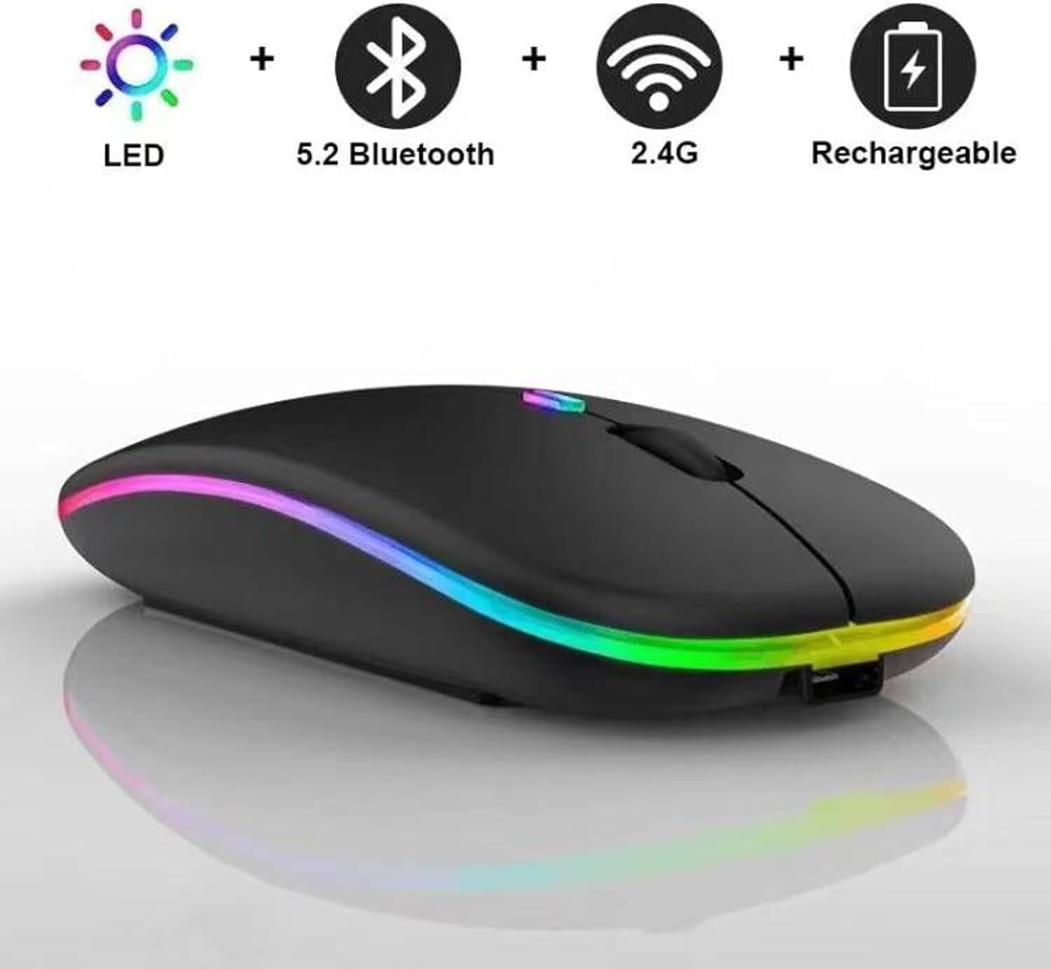 10 Pack LED Wireless Bluetooth Mouse - Dual Mode, Silent & Rechargeable!