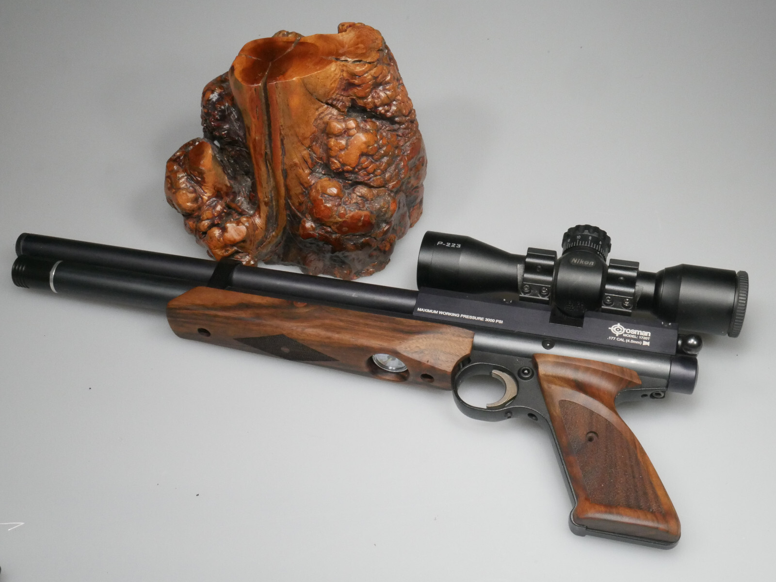 CUSTOM WALNUT PISTOL FOREARM & GRIPS FIT CROSMAN 1720T/1720 T, BENJAMIN MARAUDER