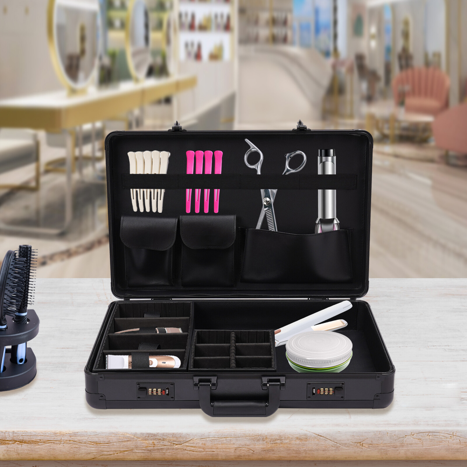 Professional Black Barber Suitcase with Digital Lock & Ample Storage
