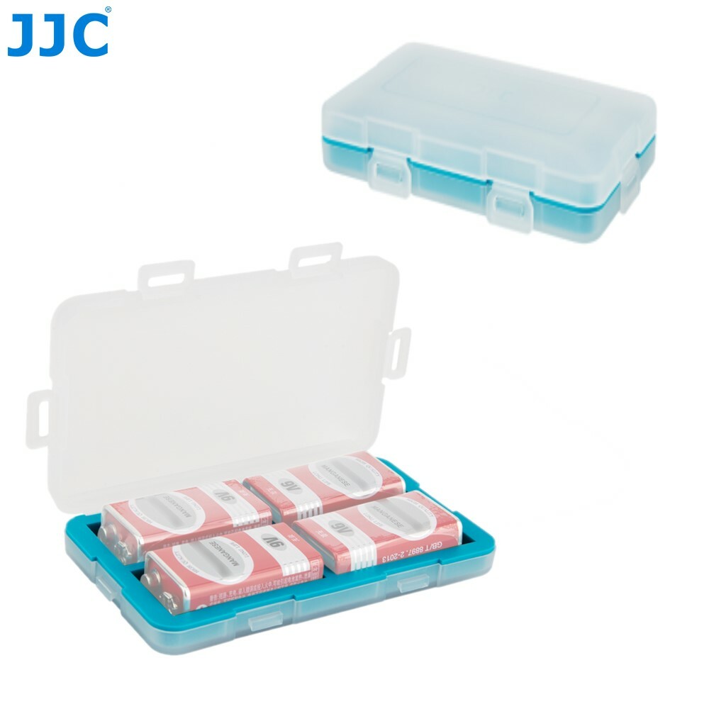 JJC Water-Resistant 9V Battery Case Box Holder Storage for 4 x 9V Batteries