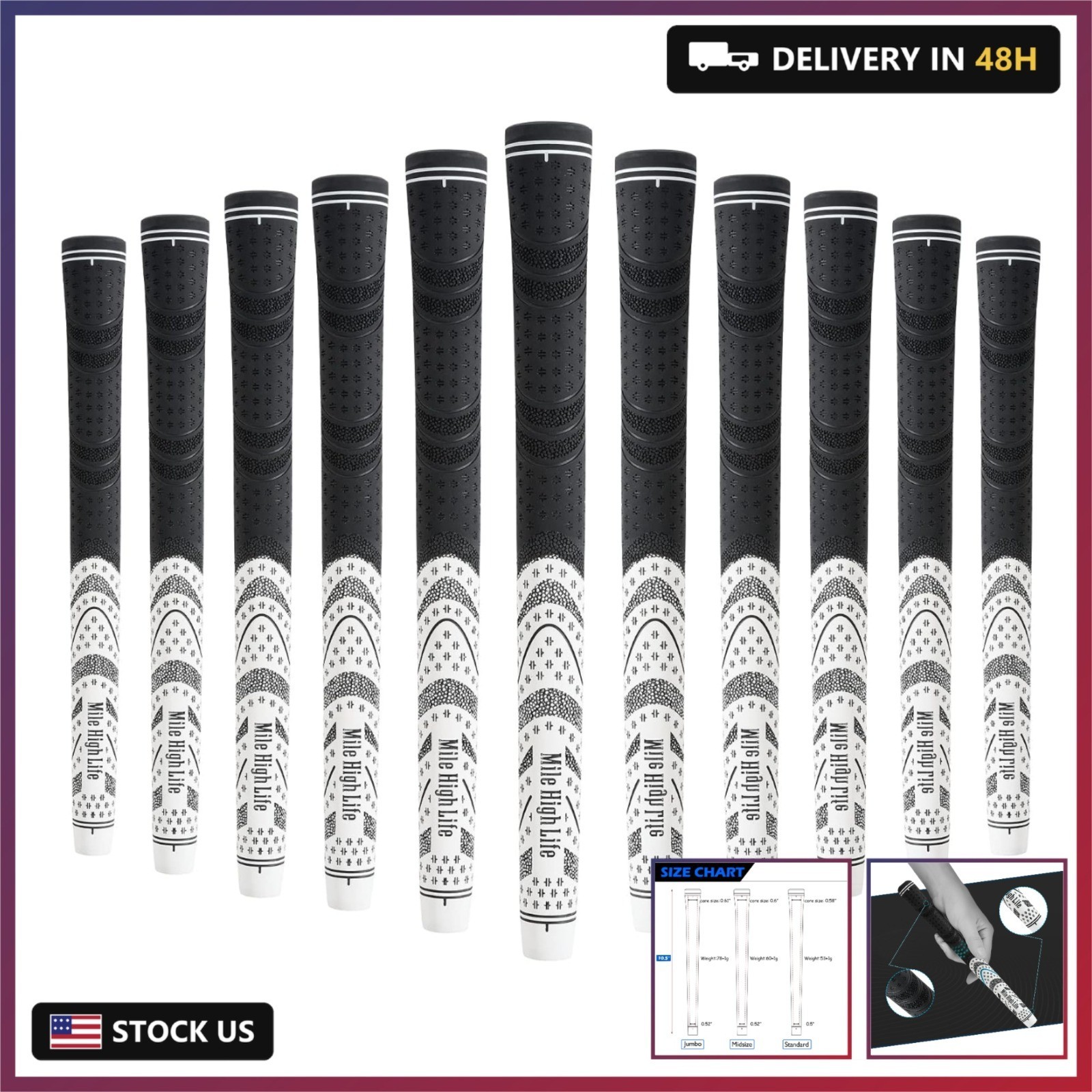 Mile High Life Golf Grips 13 Pack / 3 Pack - All-Weather Soft Rubber Golf Club G