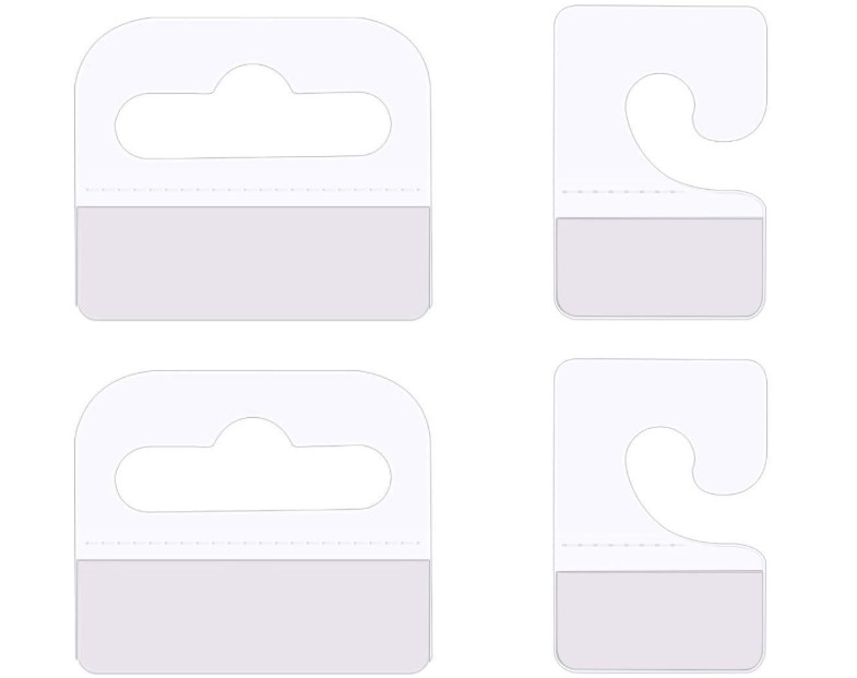 SnowTing 120Pcs Self Adhesive Plastic Hang Clear Tabs Hooks Display Card for Sto