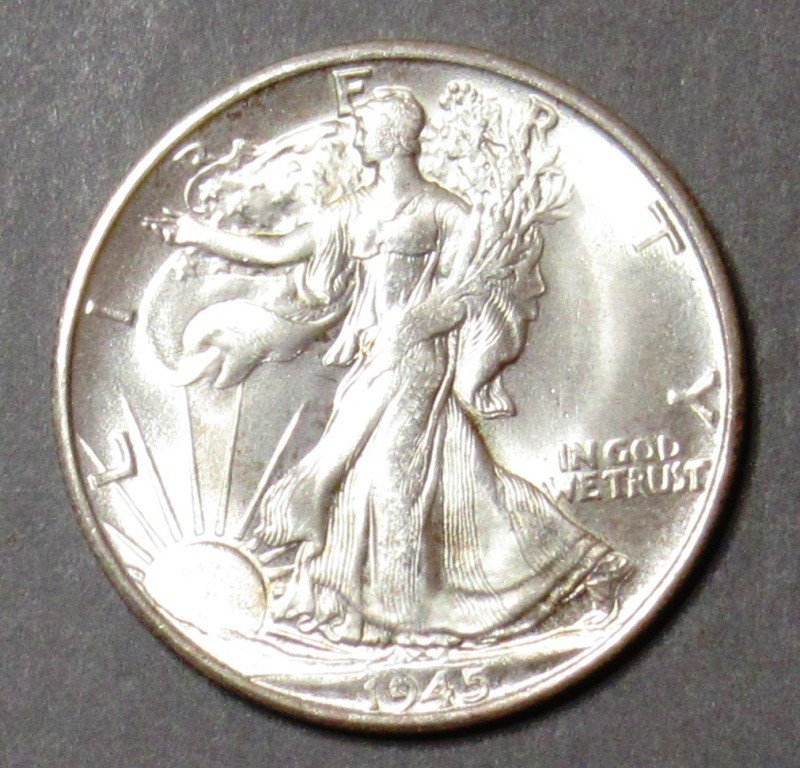 1945-S Walking Liberty Half Dollar Attractive Gem BU.