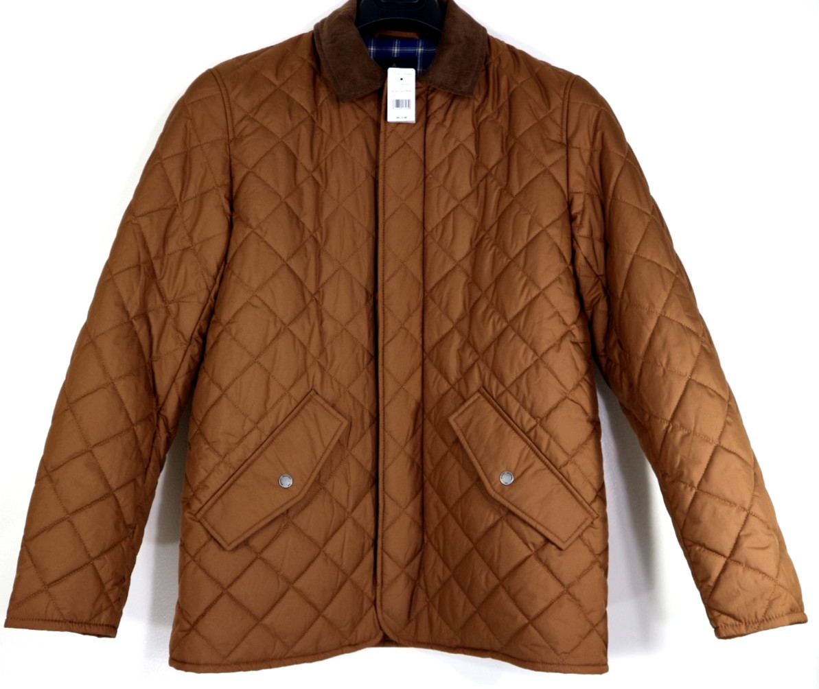 Brooks Brothers Paddock Diamond Quilted Coat S,M,L,XXL Corduroy Collar Brown