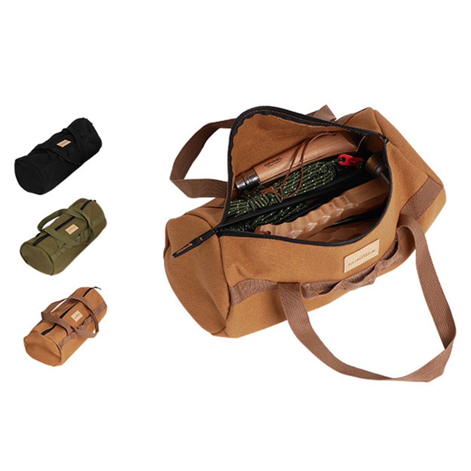 Practical Canvas Camping Tool Bag with Handle Peg Rope and Hammer Storage