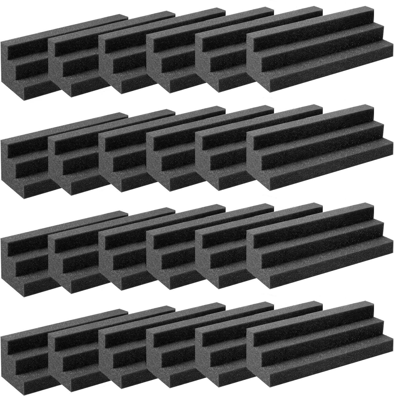 24 Pack Bass Traps Acoustic Foam Panels - 12" X 3" X 3" Bass Trap Acoustic Fo...