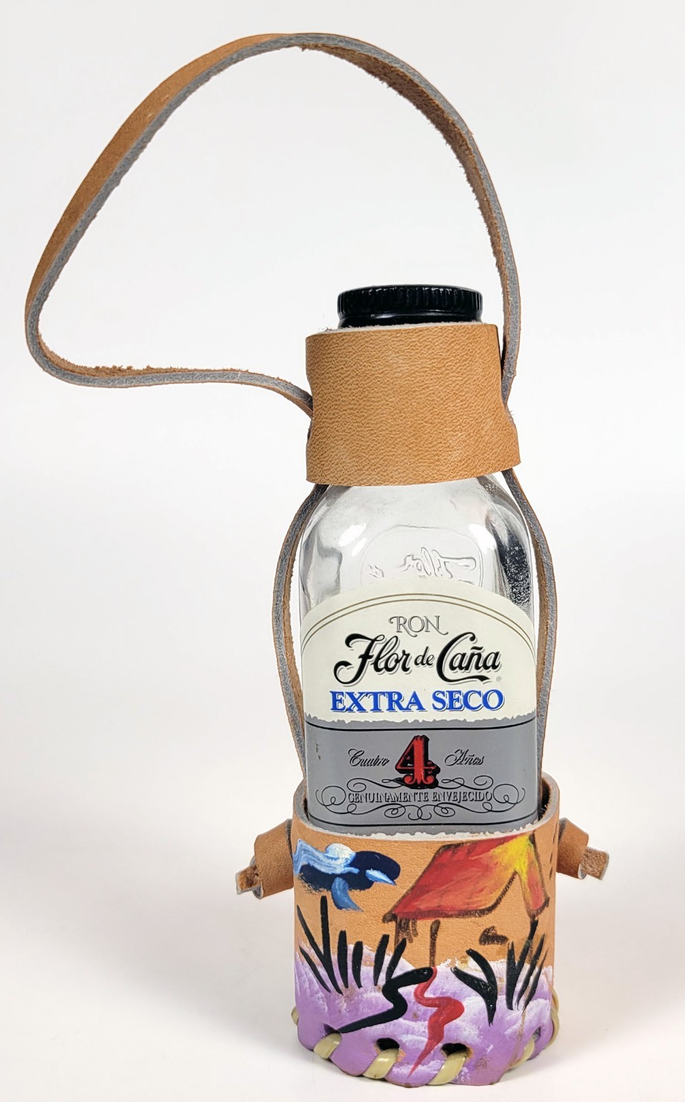 Flor de Caña Rum Sampler Bottles in Leather Case ~ Extra Seco & Grand Reserve