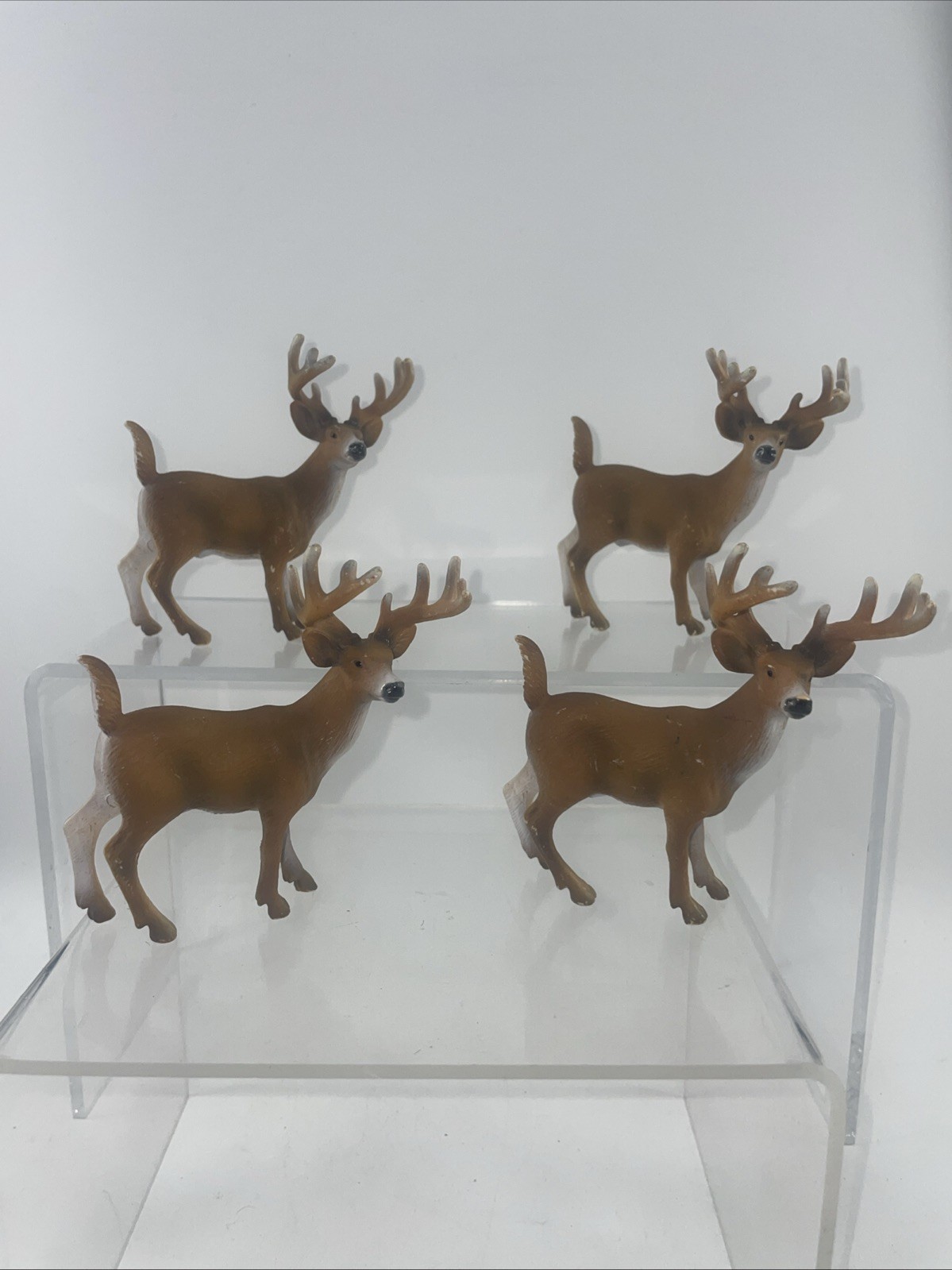 Lot of 4 Vintage Schleich White Tail Buck Deer Figure 4" Wildlife Christmas