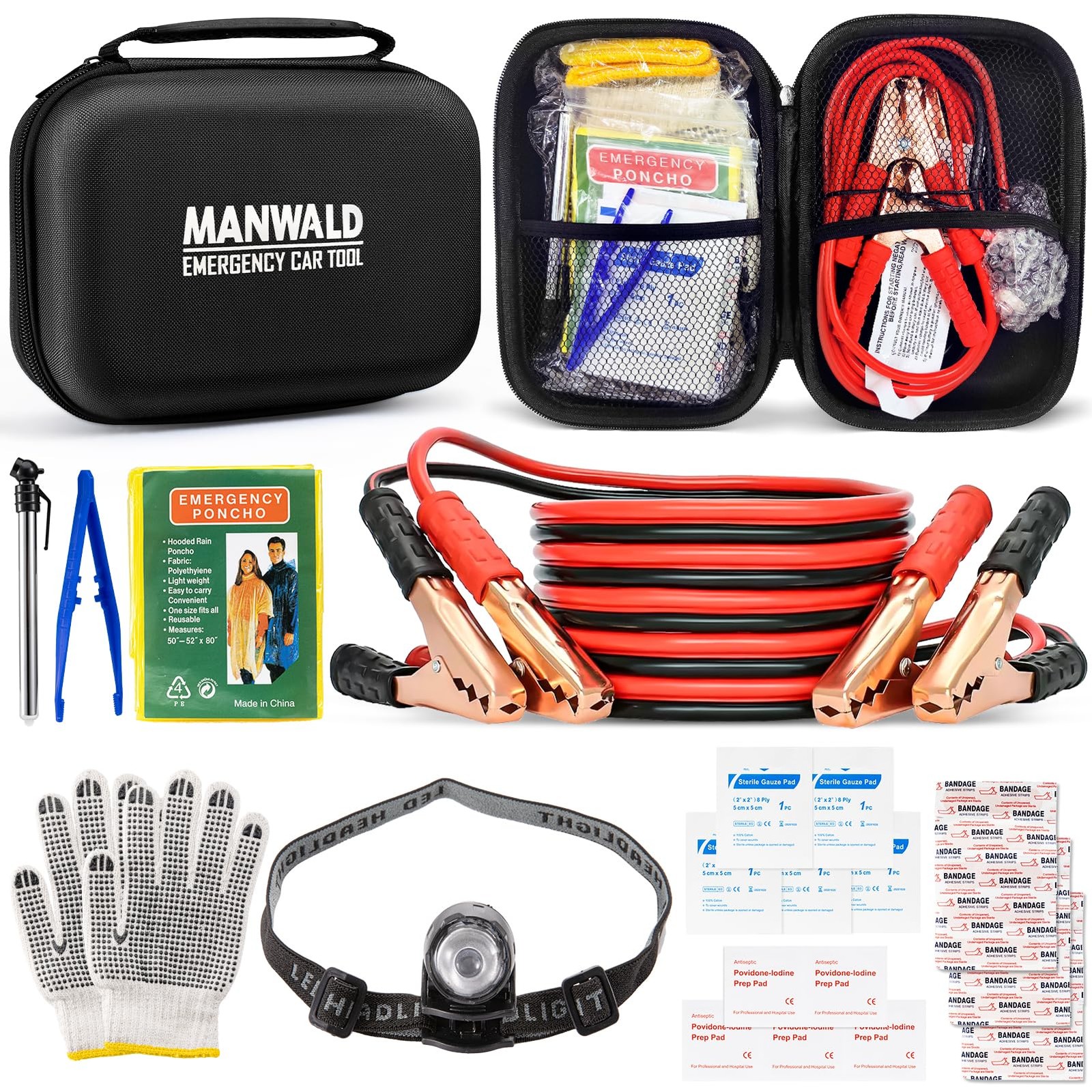 Emergency Car Tool Kit Roadside Assistance Kit, Vehicle Safety 9 PCS