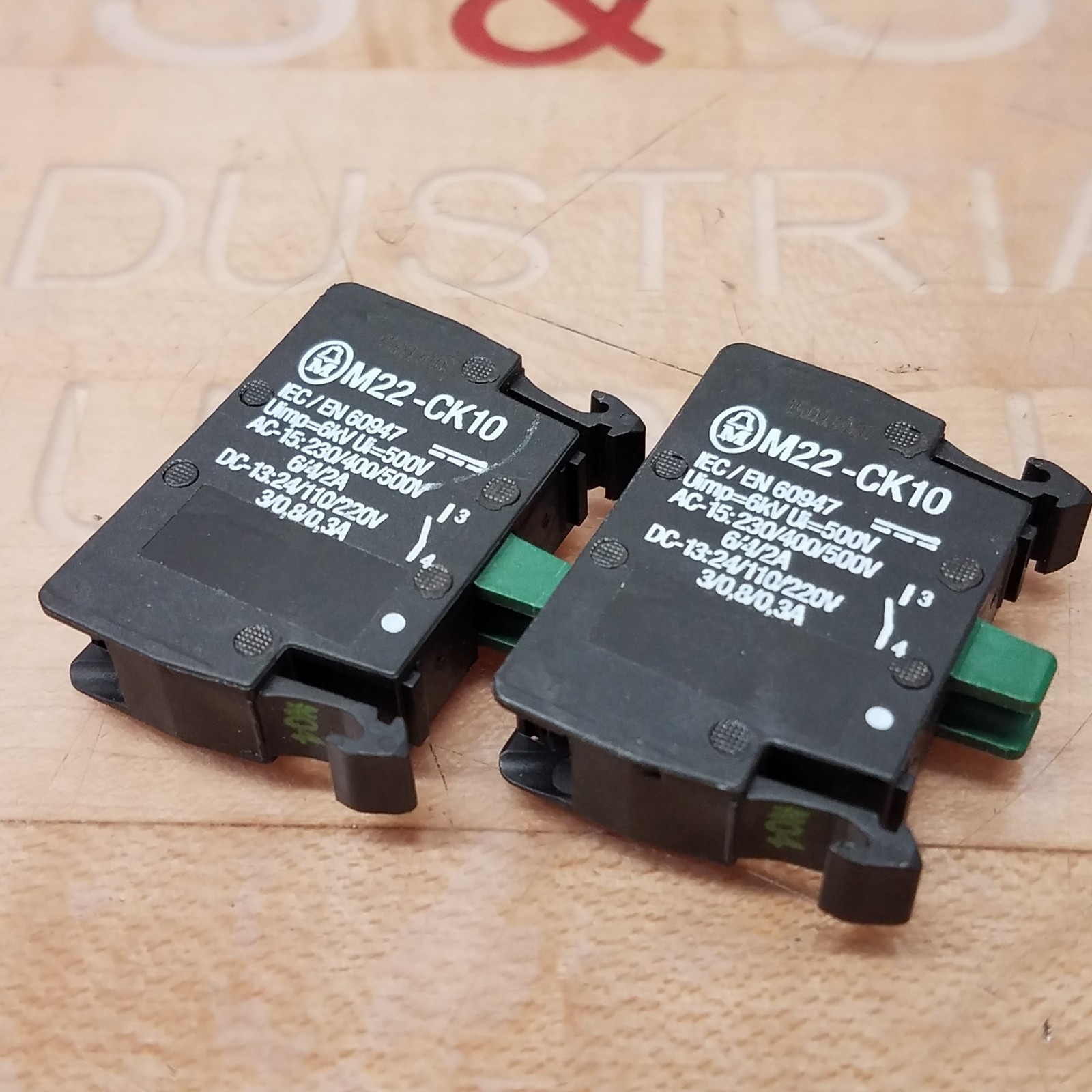 Lot Of 2 - Eaton Moeller M22-CK10 Contact Block, NO, 6A - USED