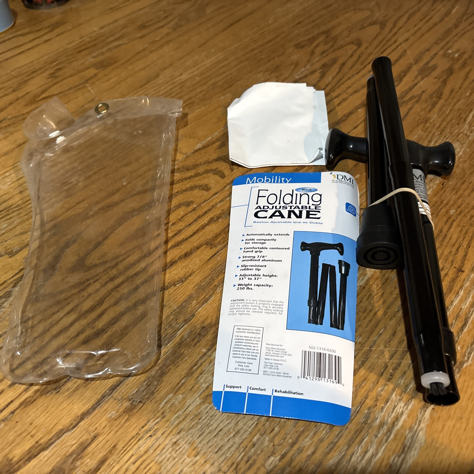 Duro-Med Industries Folding Adjustable Cane 33” To 37” 250 lbs Capacity Black