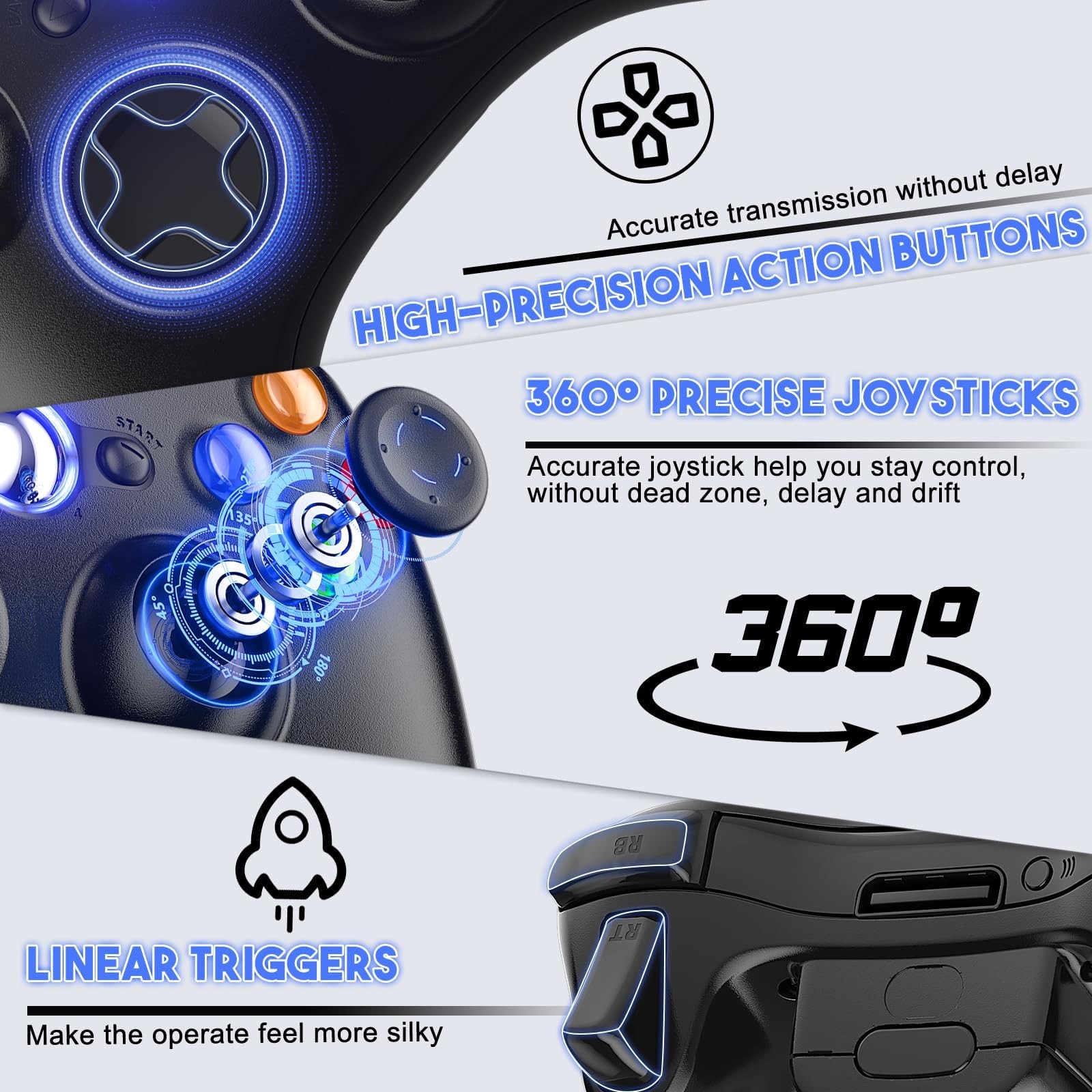 Gamrombo 2 Pack Replacement for Xbox 360 Controller, Wireless Controllers Gam...