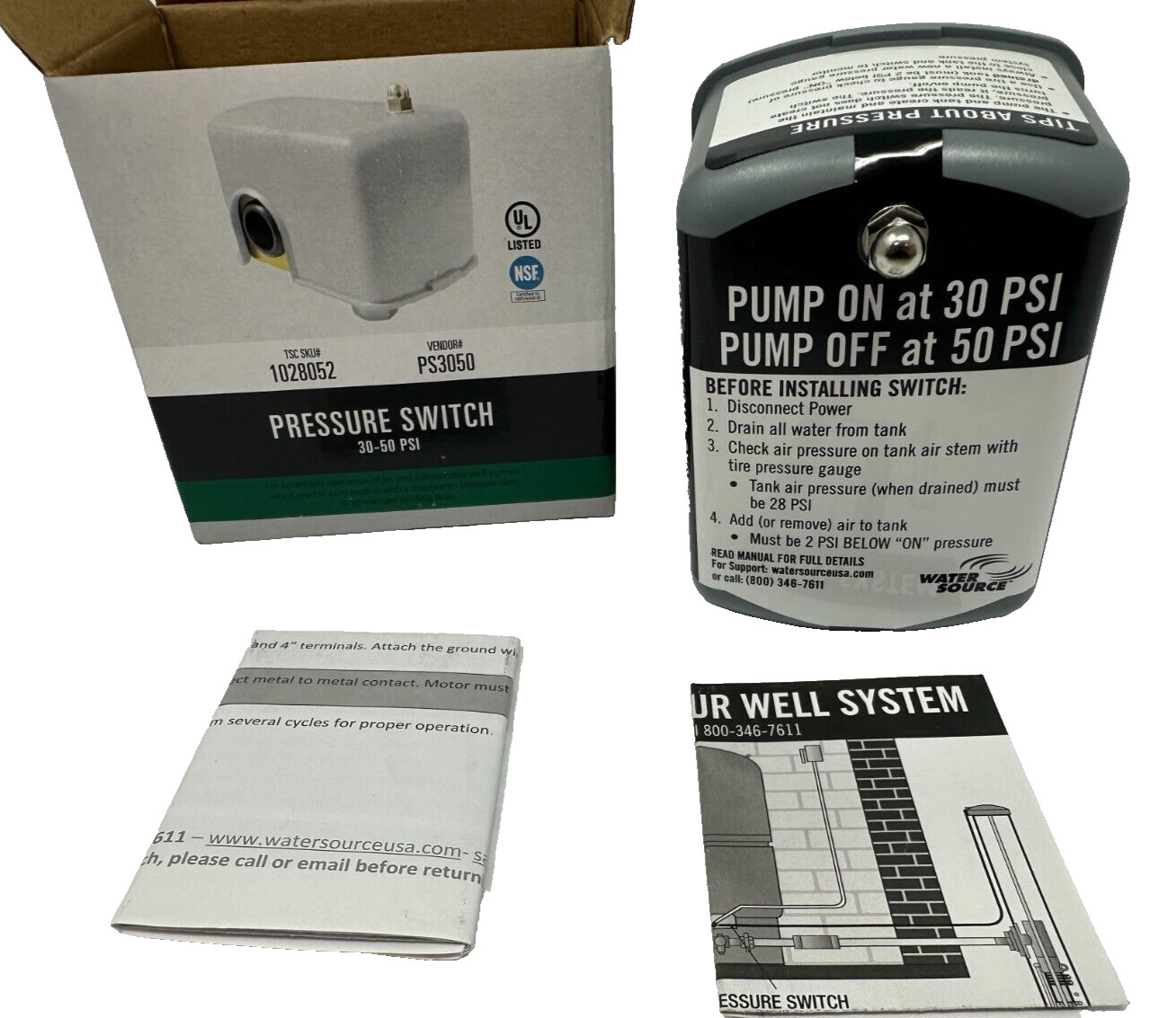 NEW Water Source Well System Pressure Switch, 30-50 PSI  FAST FREE SHIPPING!!