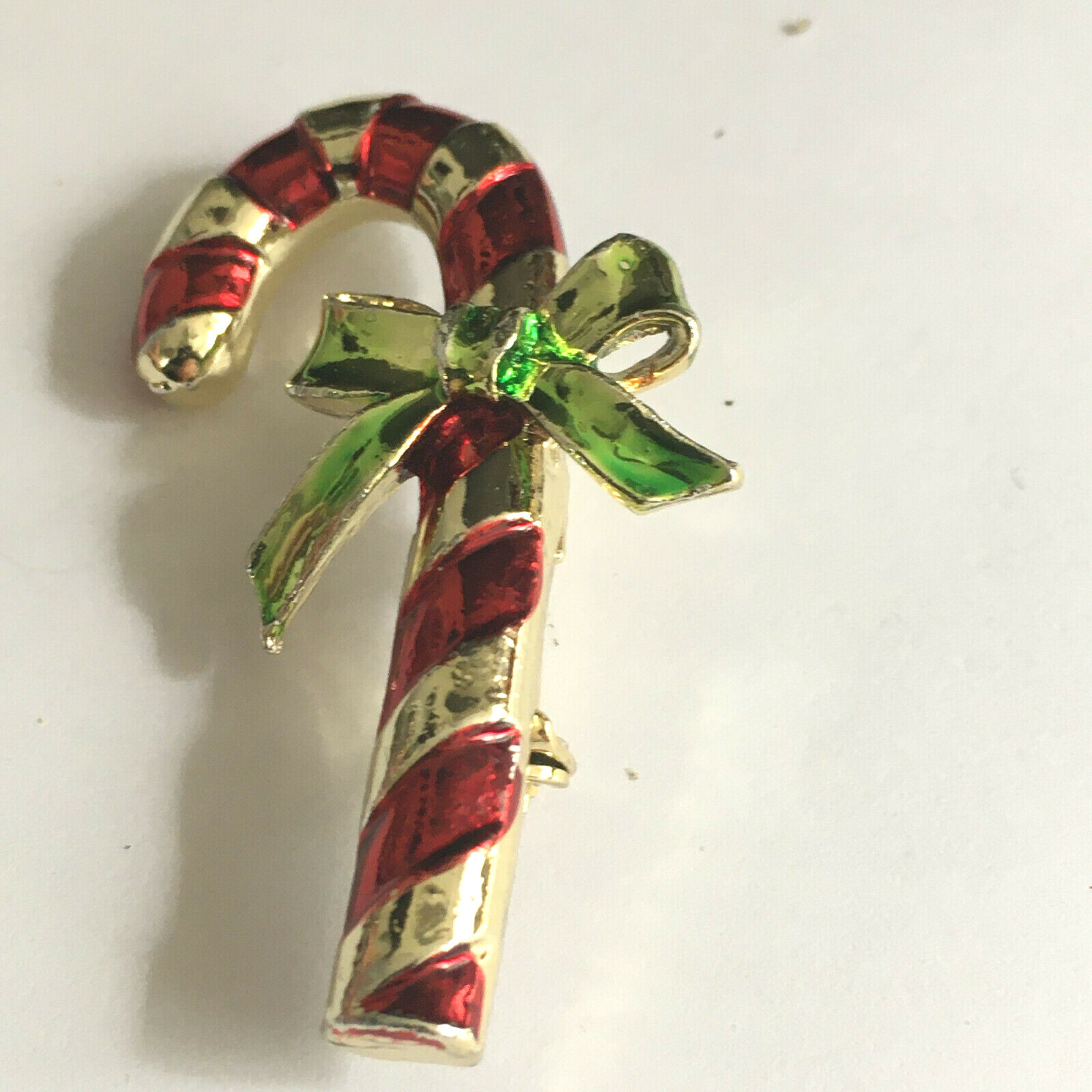 VINTAGE GERRYS CHRISTMAS CANDY CANE ENAMELED BROOCH PIN 2" HOLIDAY