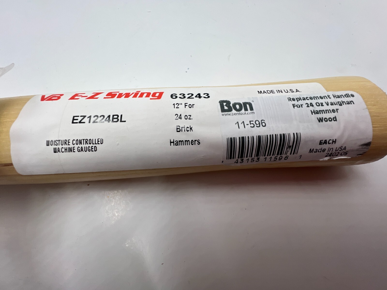 (QTY 2) Bon 11-596 VB E-Z Swing Handle 63243 for 24 Ounce Brick Hammer