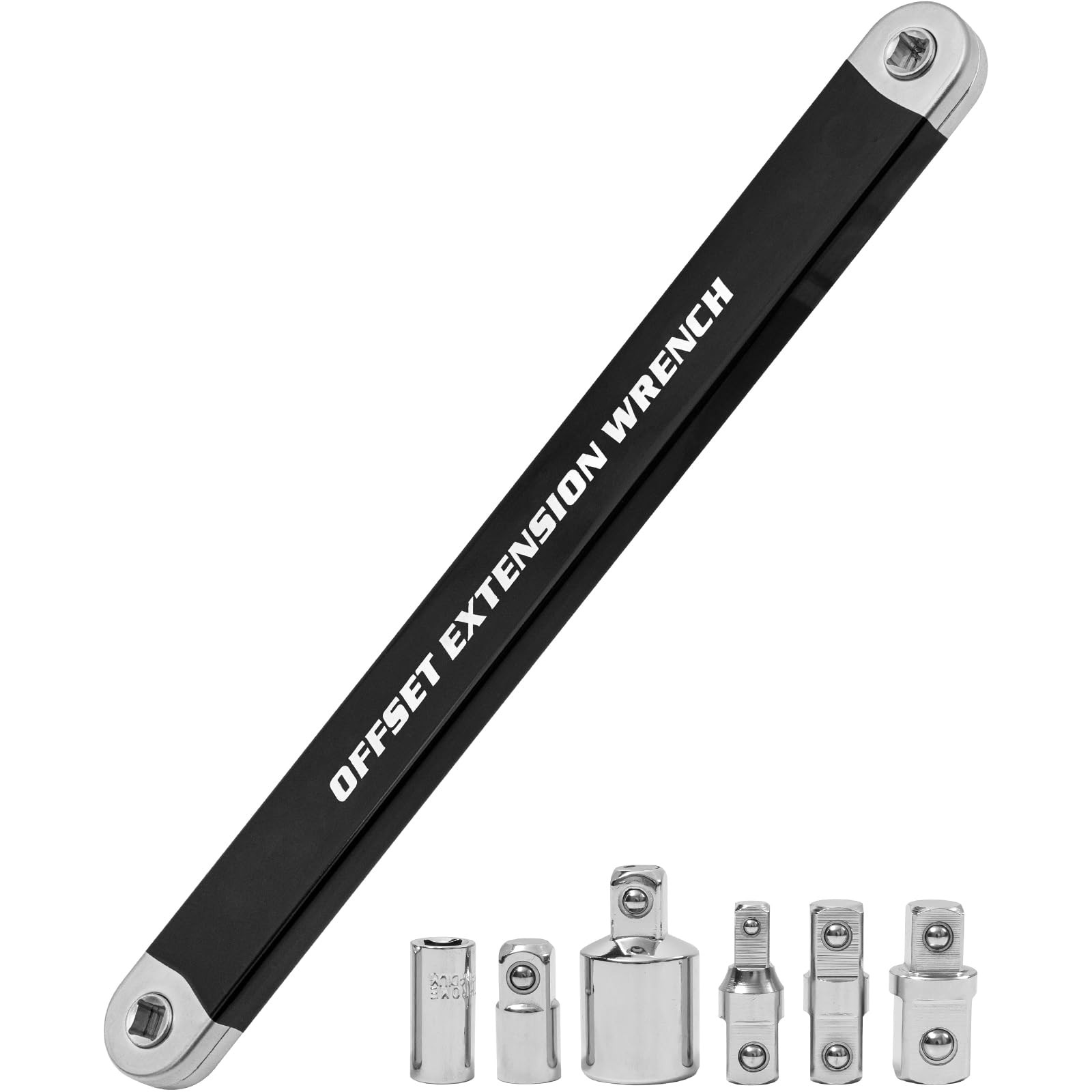 Offset Extension Wrench,Ratchet Extension Bar With 1/2",1/4" and 3/8" Square ...
