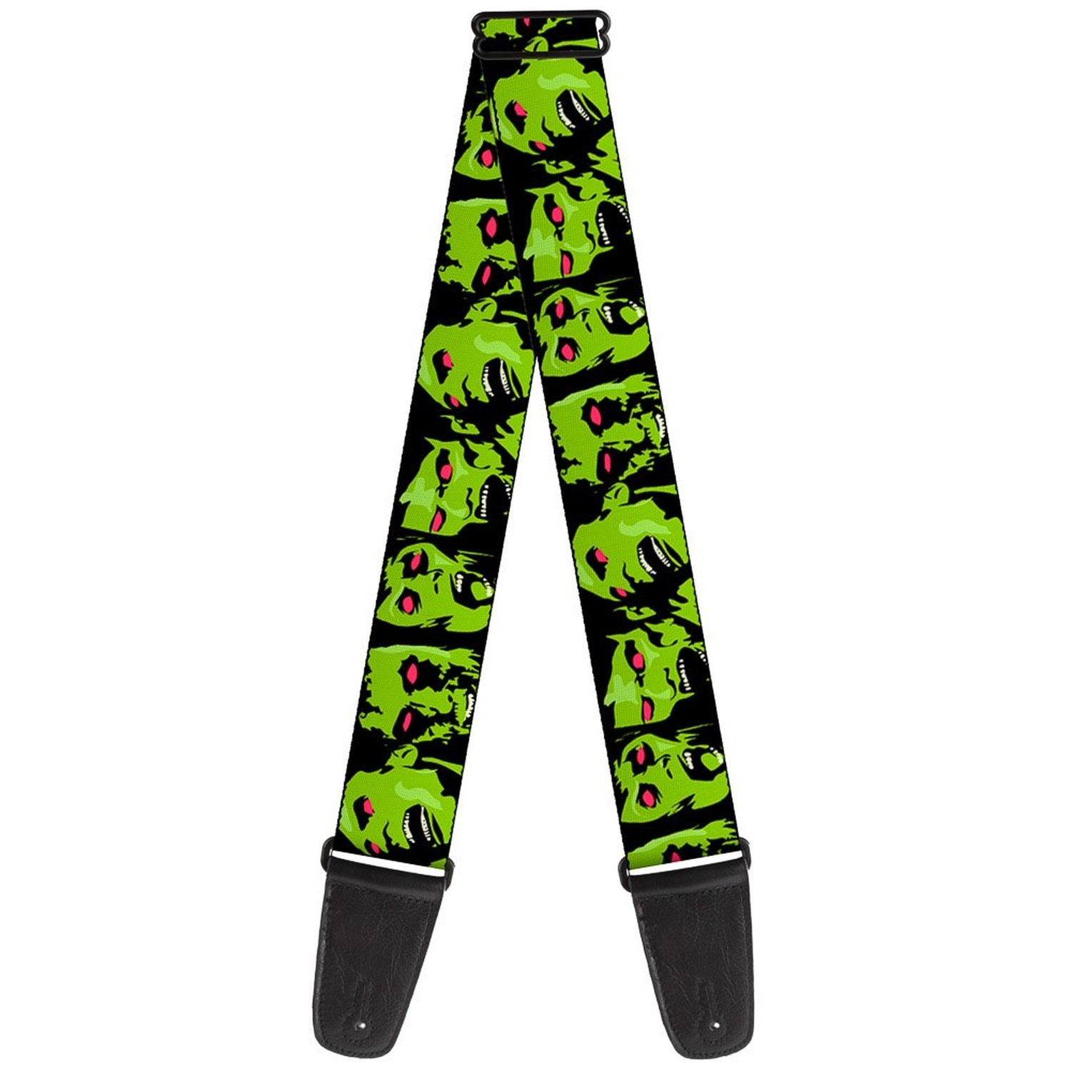 Buckle-Down Guitar Strap Zombie Expressions Black Green Red 2 Inche... Fast Ship