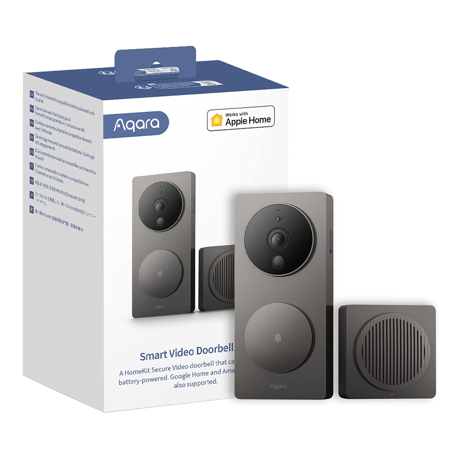 Aqara Video Doorbell G4 (Chime Included), 1080p FHD HomeKit Shadow Gray